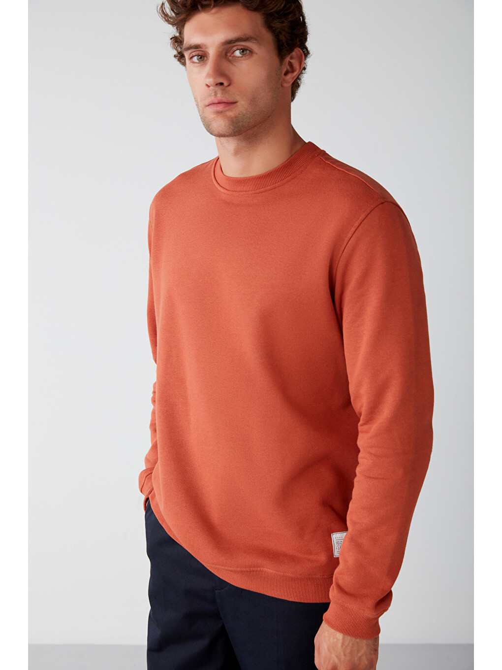 Travıs Erkek Organik Kumaşlı Yumuşacık Regular Fit Yuvarlak Yakalı Turuncu Sweatshirt-2