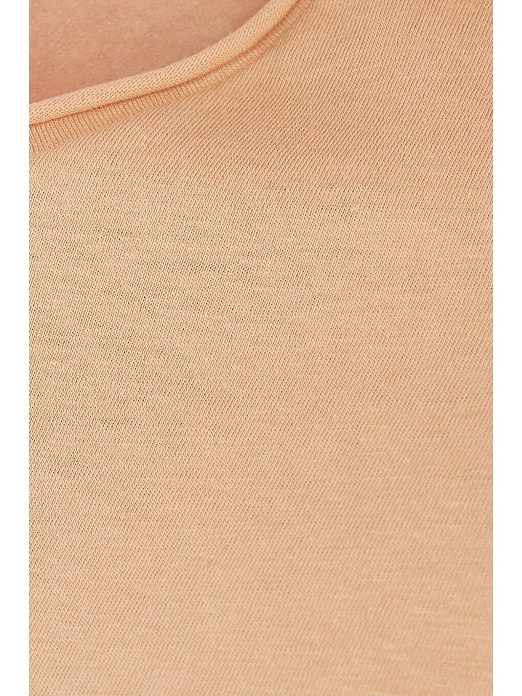 Kadın Slim Fit Dar Kesim %100 Pamuk Bisiklet Yaka Kahverengi Tişört-4