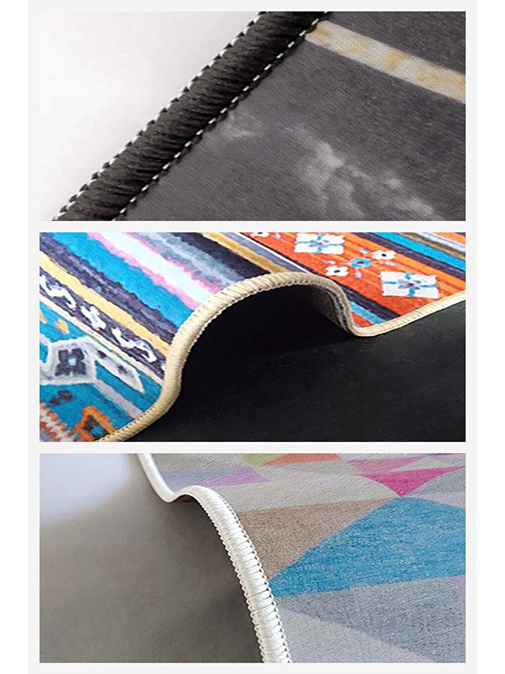 Karışık Pamuk Taban, Yıkanabilir, Kaydırmaz Taban, Modern Halı  180 x 180 cm-5