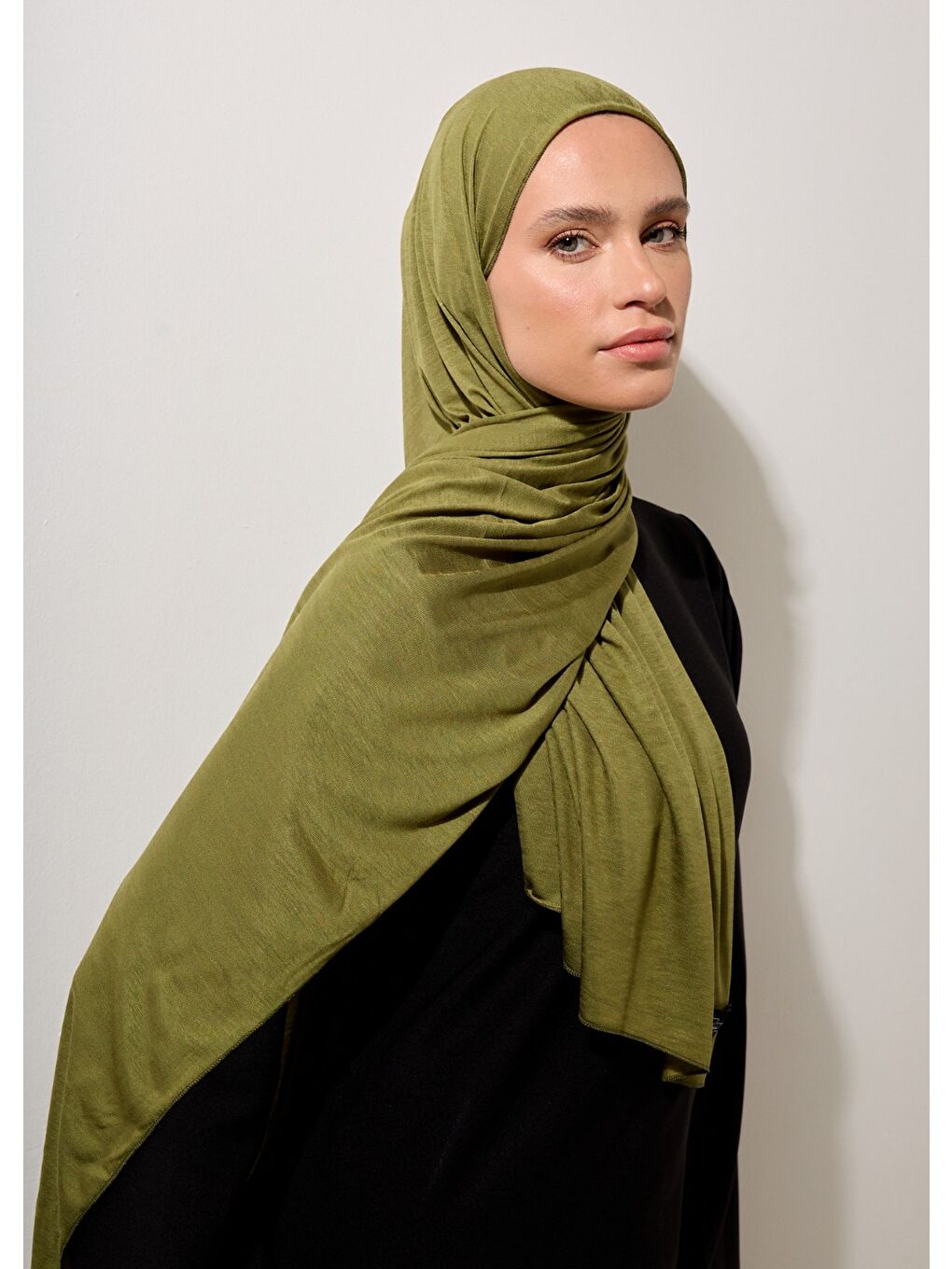 Tesettür Şal - Haki Penye Penye-3