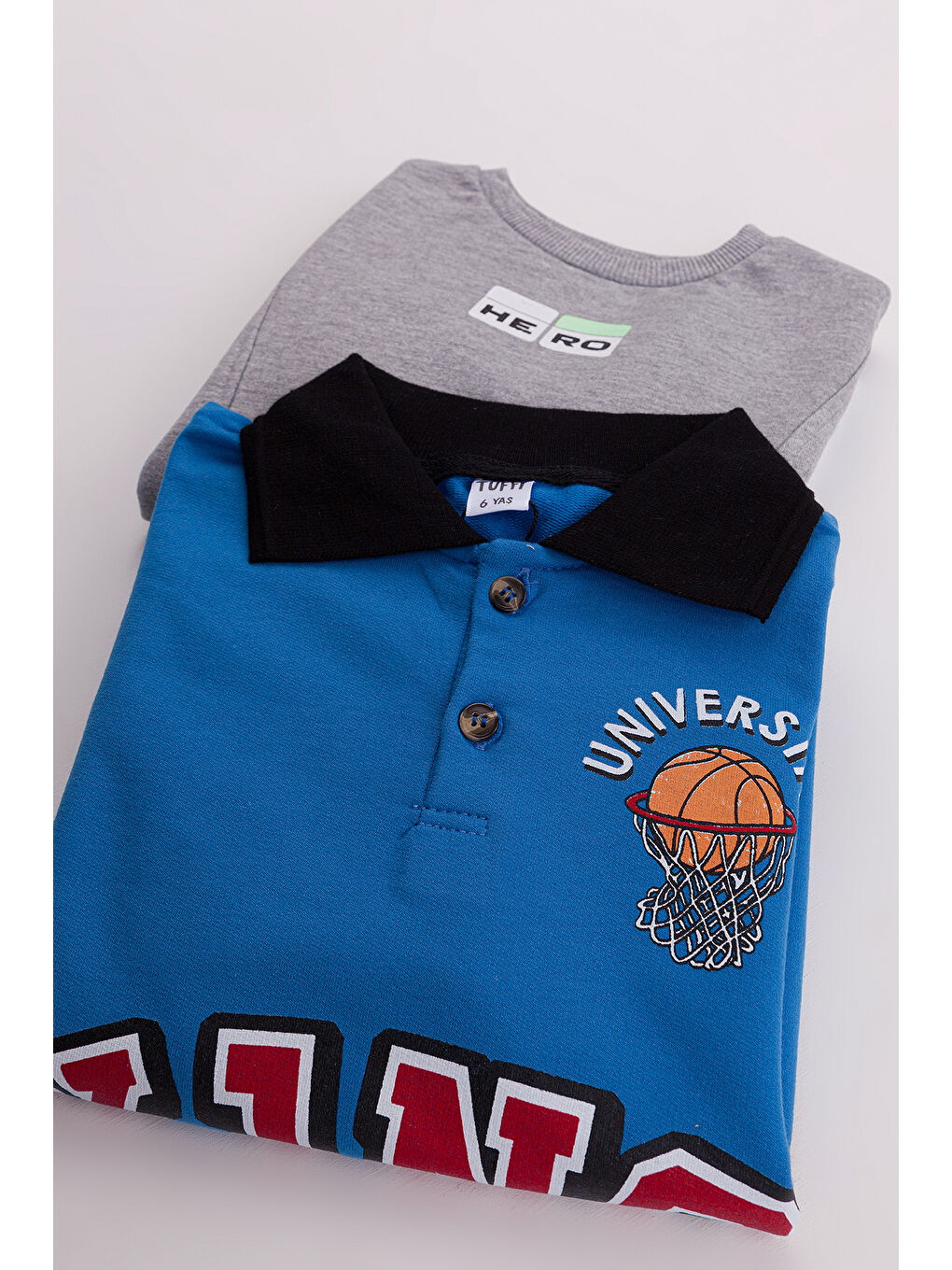 Gri Erkek Çocuk 2'li Paket Basic Sweatshirt-1