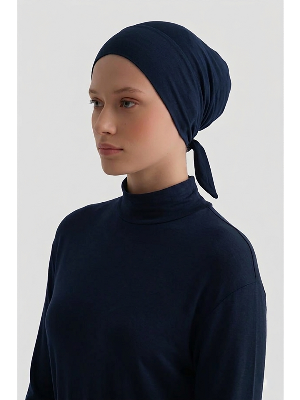 Tüllü Düz Bone Lacivert-1