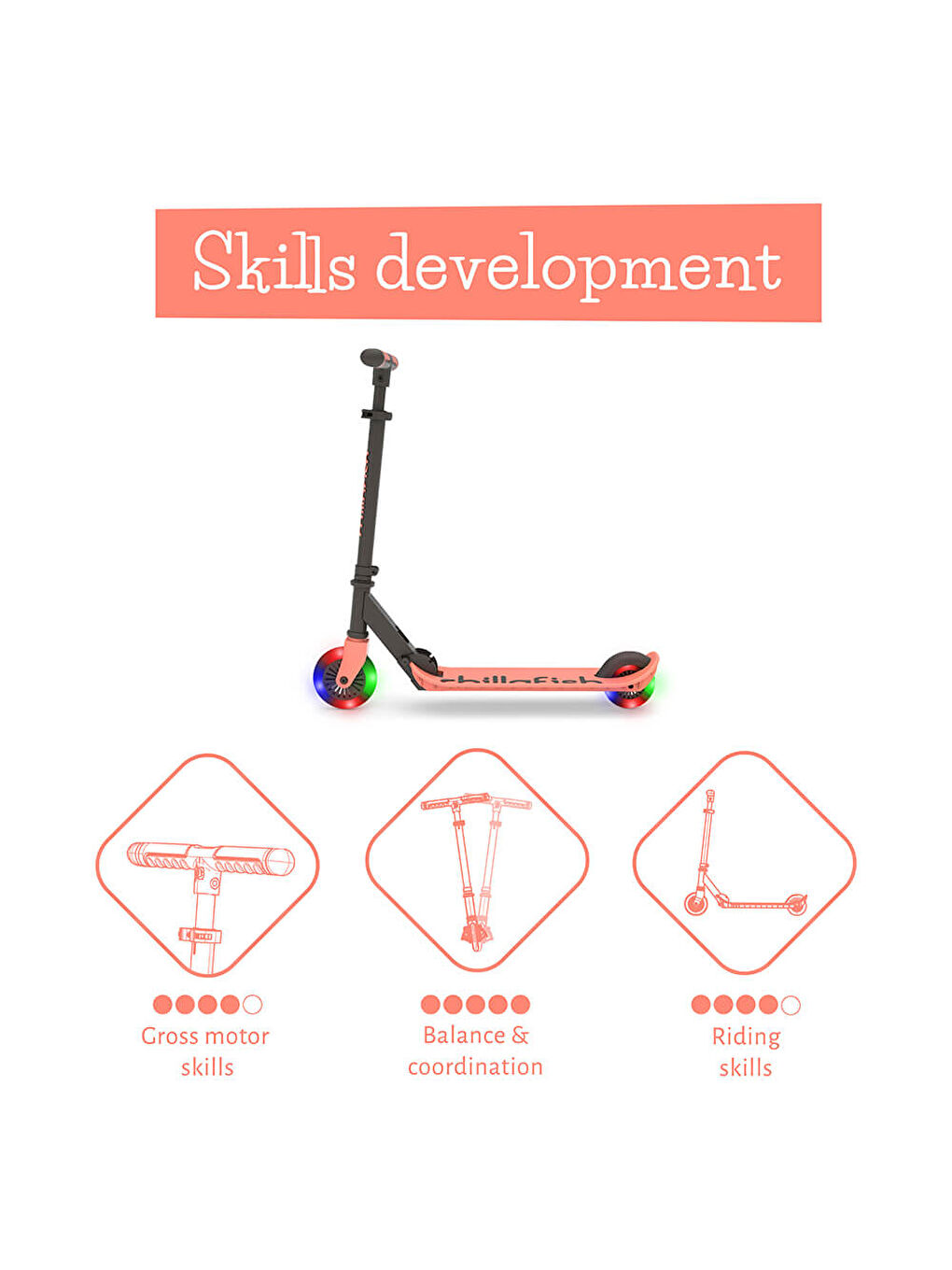 Flexxi Glow Işıklı Katlanabilir 2 Tekerlekli Scooter - Flamingo (04)-3