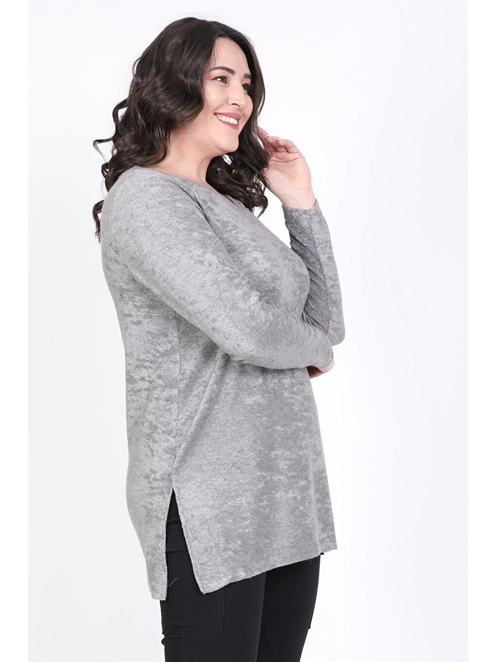 Mylinemoda Gri V Yaka Yumoş Tunik - 1