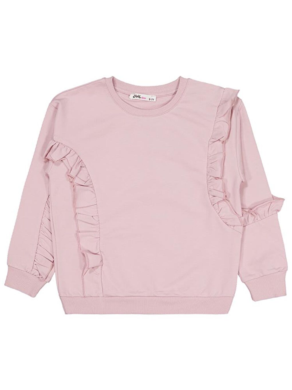 Pembe Girls Fırfırlı 6-9 Yaş Sweatshirt-1