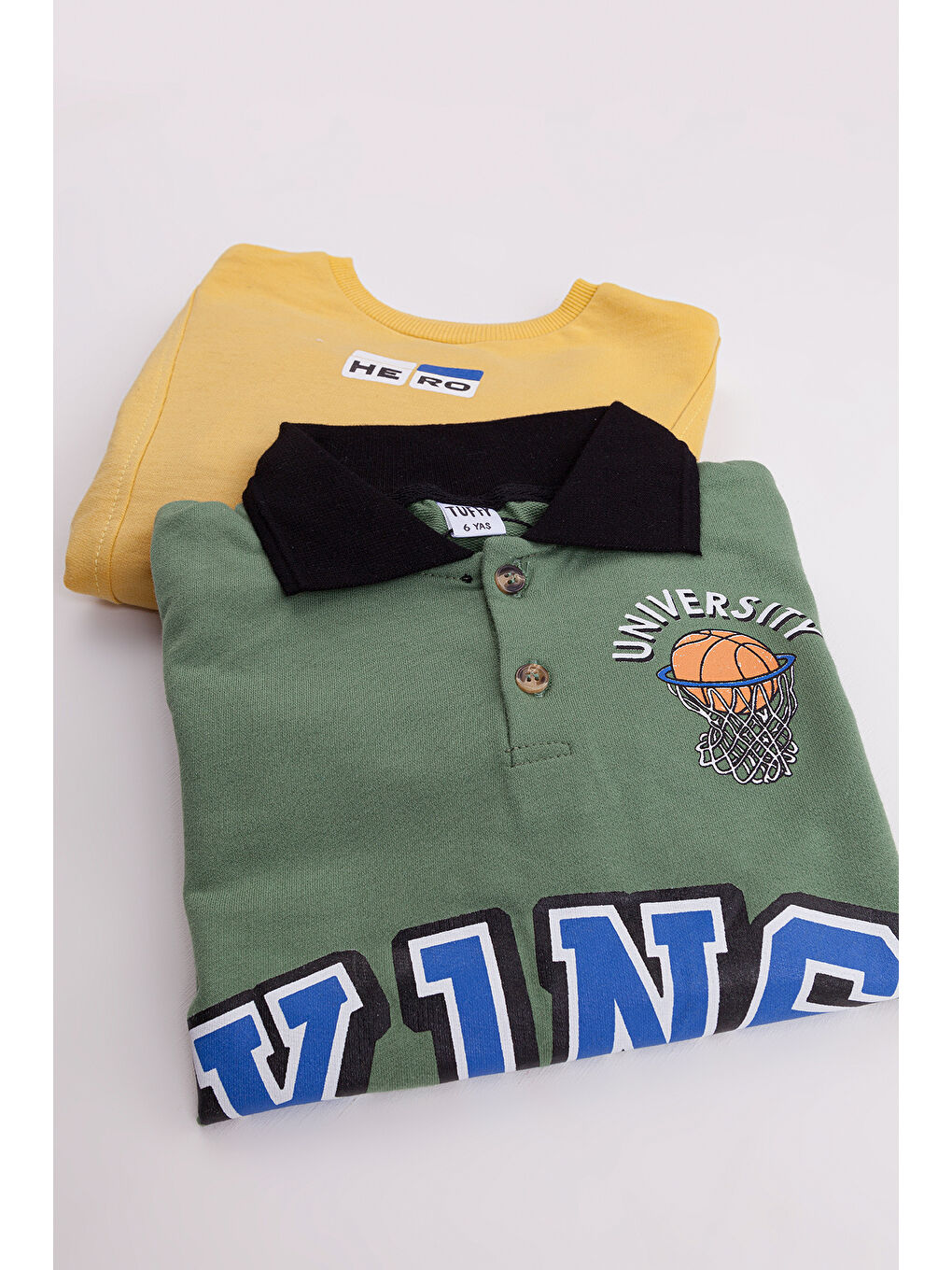 Yeşil Erkek Çocuk 2'li Paket Basic Sweatshirt-1