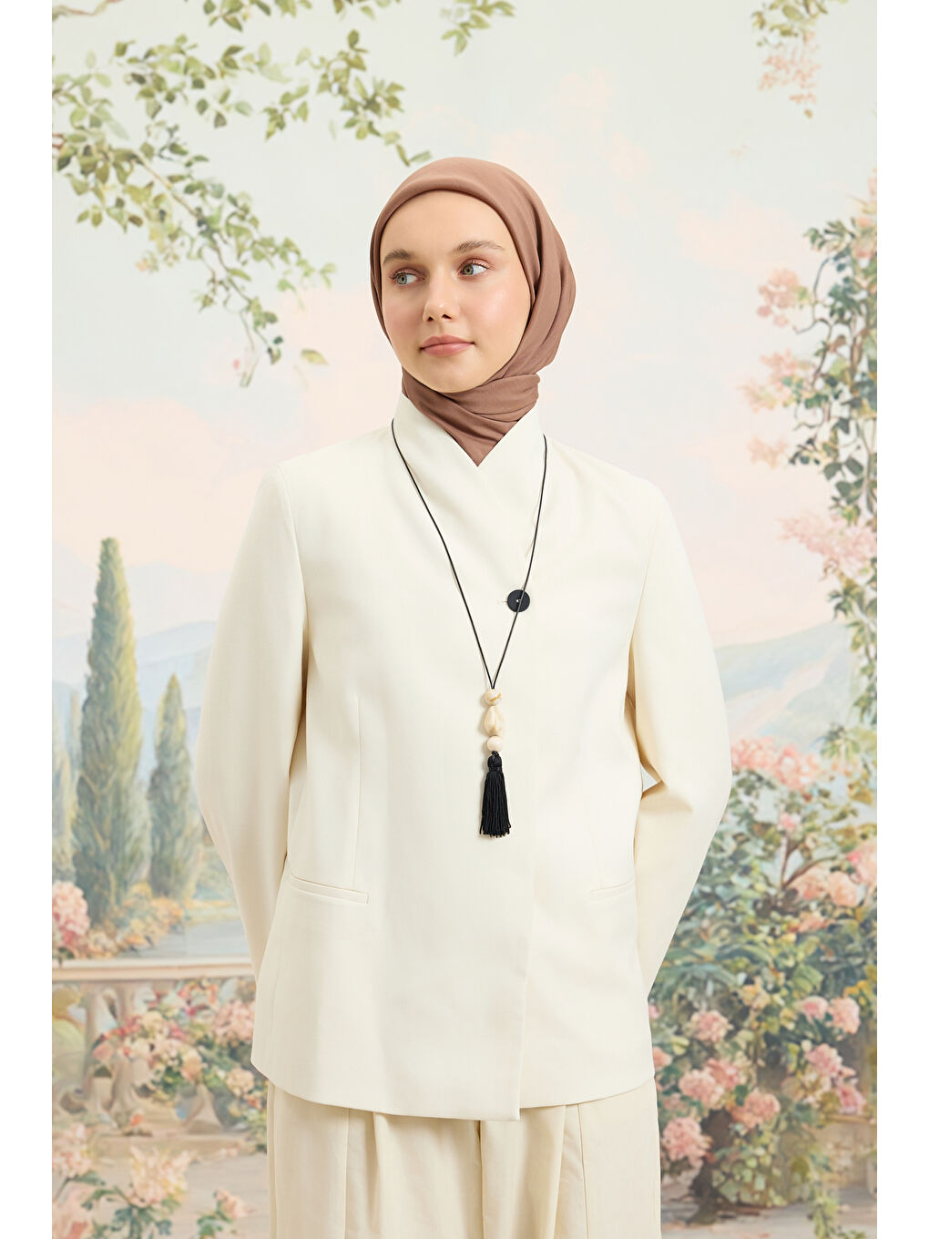 Kahverengi Floş Viskon Düz Eşarp Marshala-1