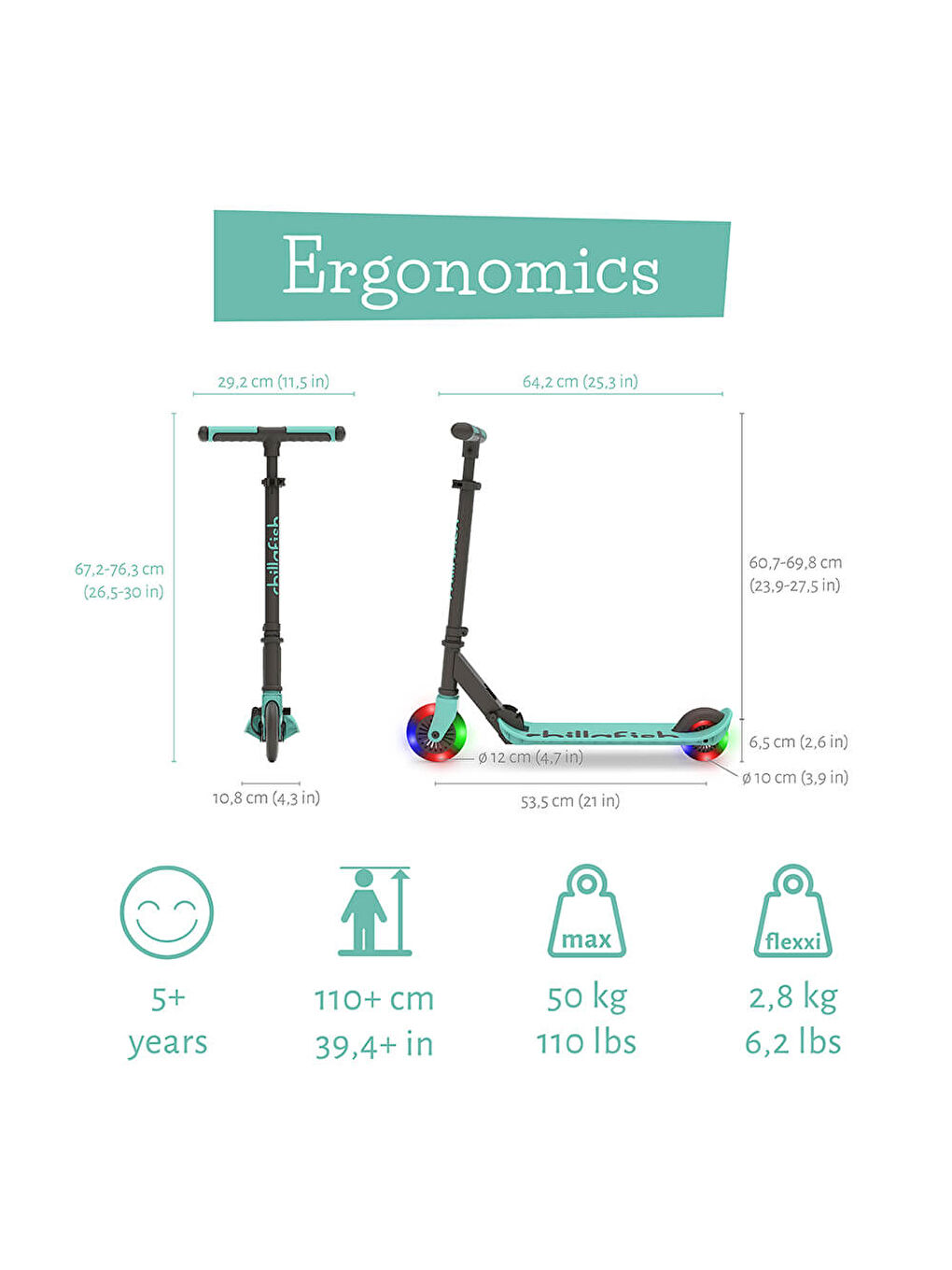 Flexxi Glow Işıklı Katlanabilir 2 Tekerlekli Scooter - Mint (04)-2