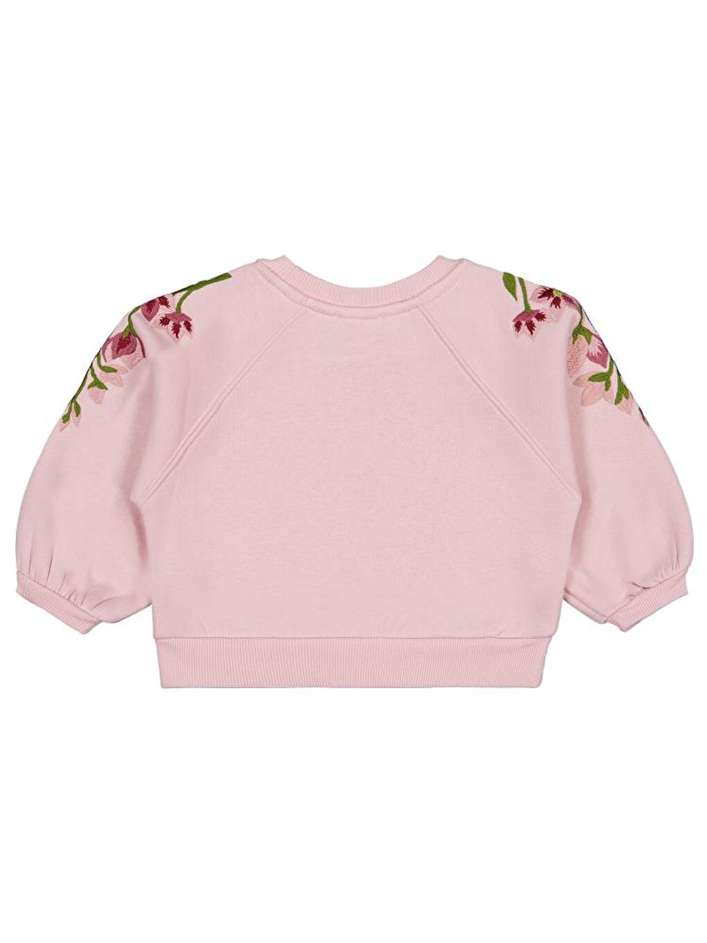 Pembe Girls Omuzu Çiçek Nakışlı 2-5 Yaş Sweatshirt-1