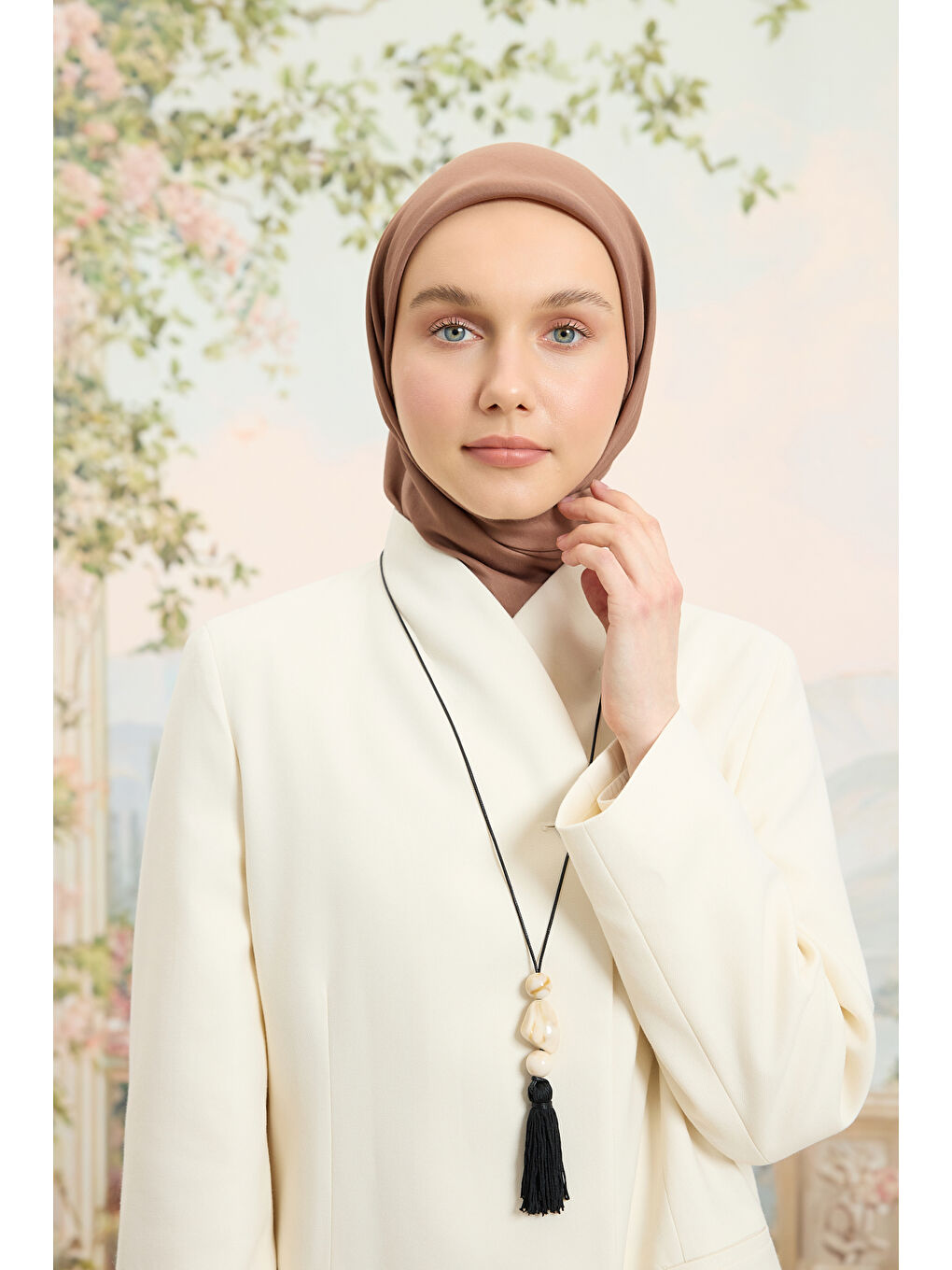 Kahverengi Floş Viskon Düz Eşarp Marshala-2