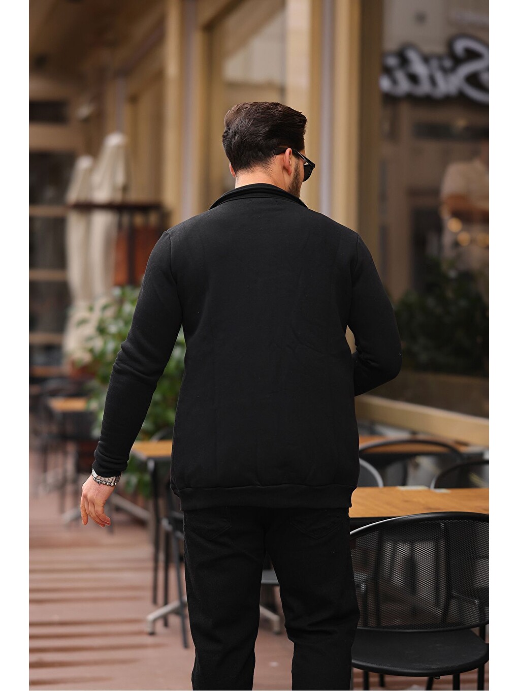 Siyah Çıtçıtlı Cepli İçi Şardonlu Sweatshirt Ceket-3