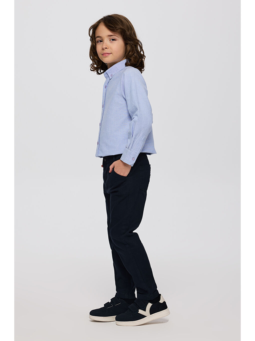 Erkek Çocuk Beli Lastikli Pile Detaylı Lacivert Pantolon-1