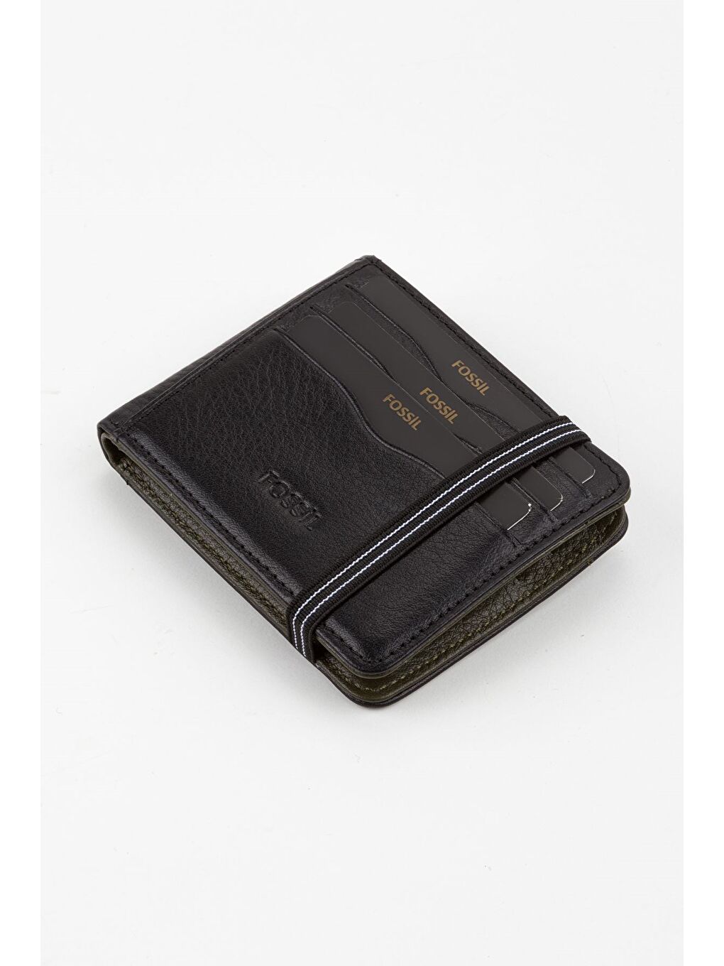 Siyah Kutulu Hakiki Deri Şeffaf Kartlıklı Lacivert Lastik Kapamalı El Portföyü Kartlık Cüzdan-1