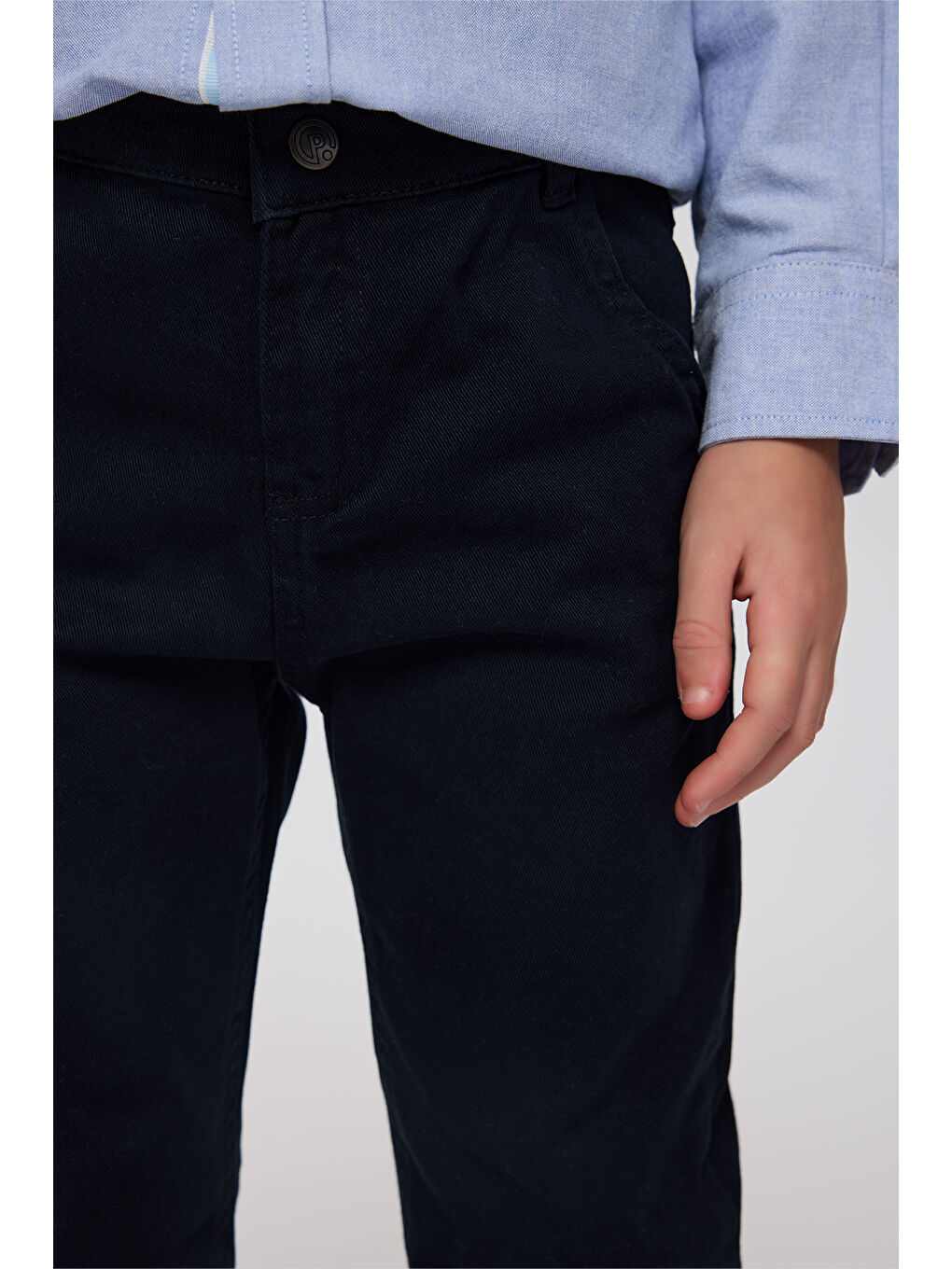 Erkek Çocuk Beli Lastikli Pile Detaylı Lacivert Pantolon-5