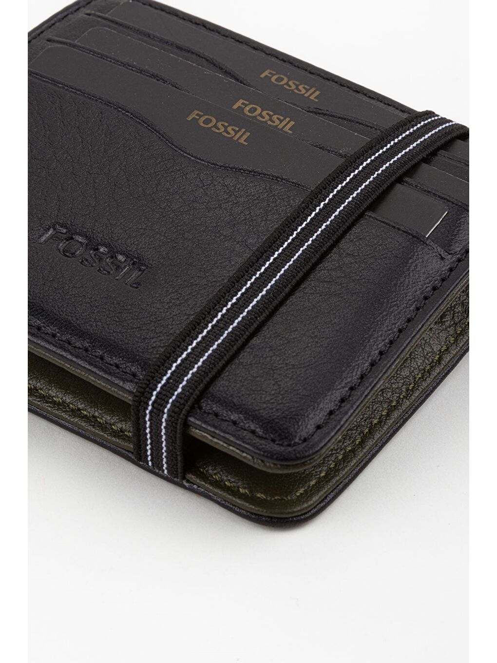 Siyah Kutulu Hakiki Deri Şeffaf Kartlıklı Lacivert Lastik Kapamalı El Portföyü Kartlık Cüzdan-4