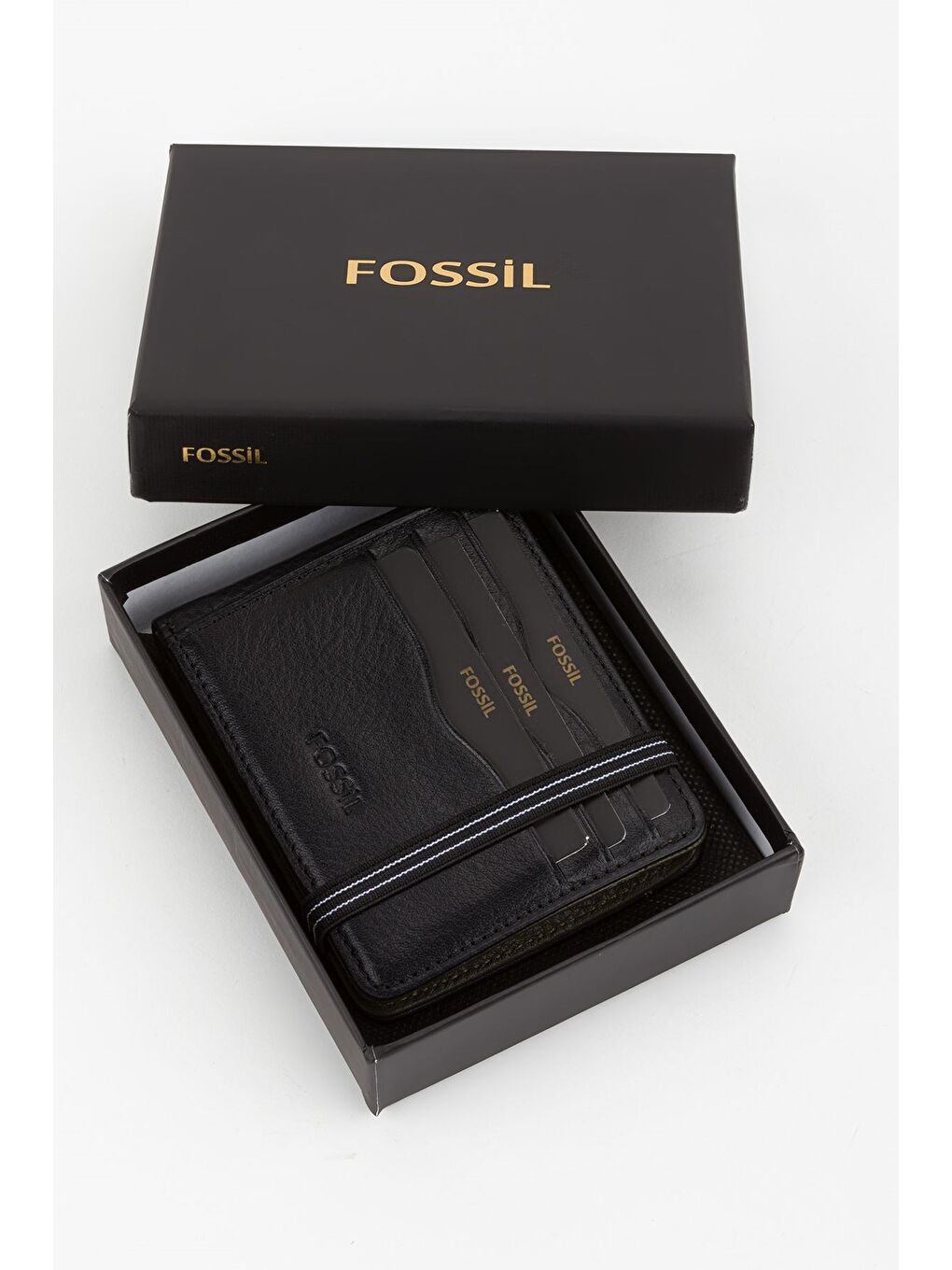 Siyah Kutulu Hakiki Deri Şeffaf Kartlıklı Lacivert Lastik Kapamalı El Portföyü Kartlık Cüzdan-5