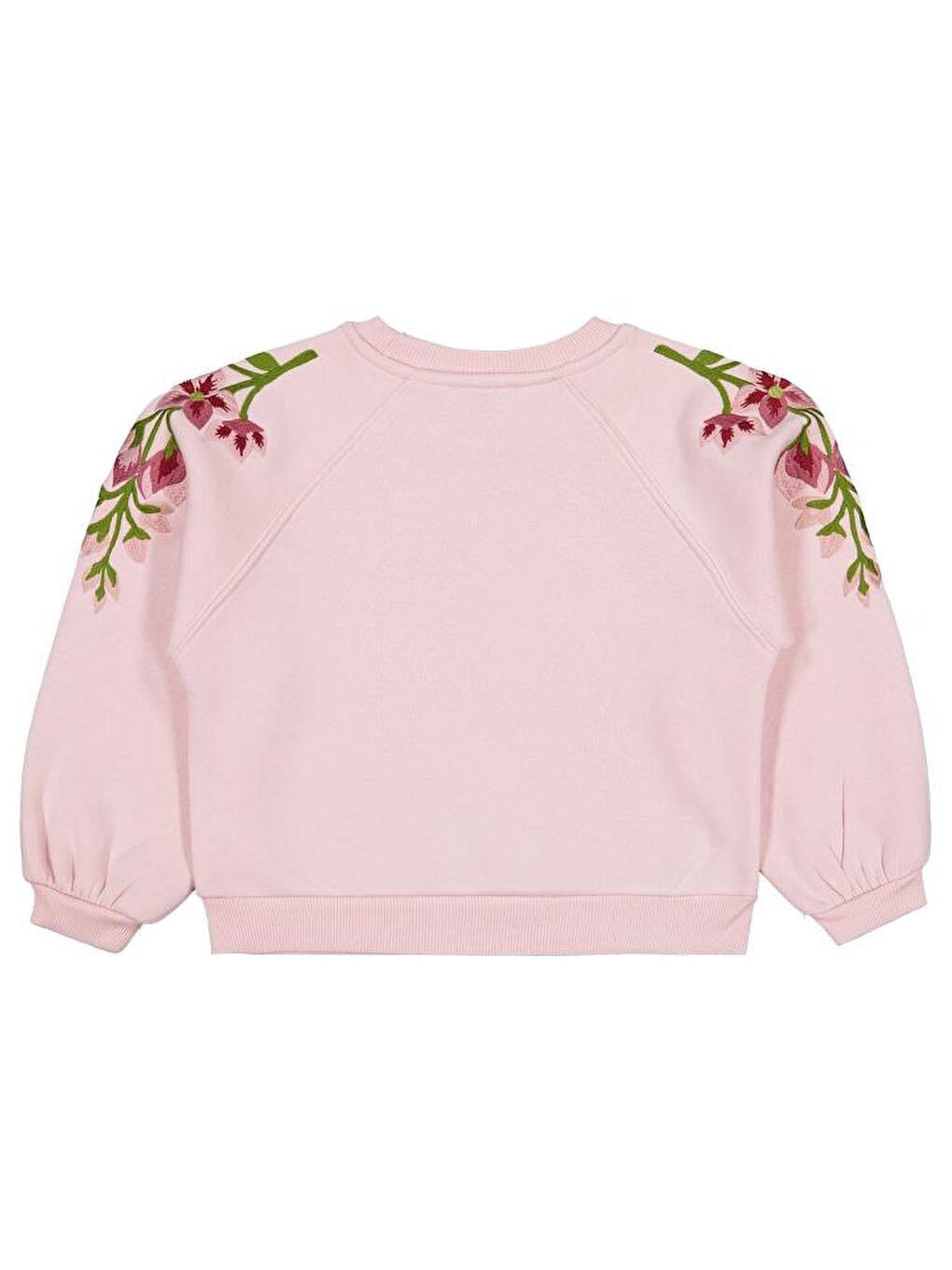 Pembe Girls Omuzu Çiçek Nakışlı 6-9 Yaş Sweatshirt