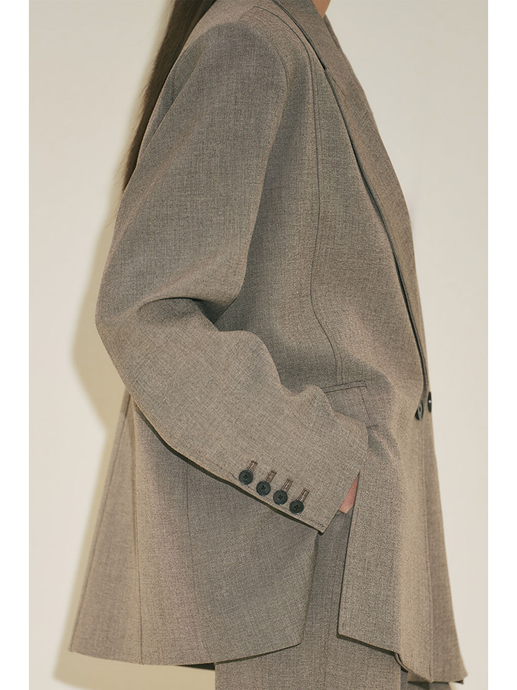 Bej Yuı Tasarım Blazer Ceket Vizon-1