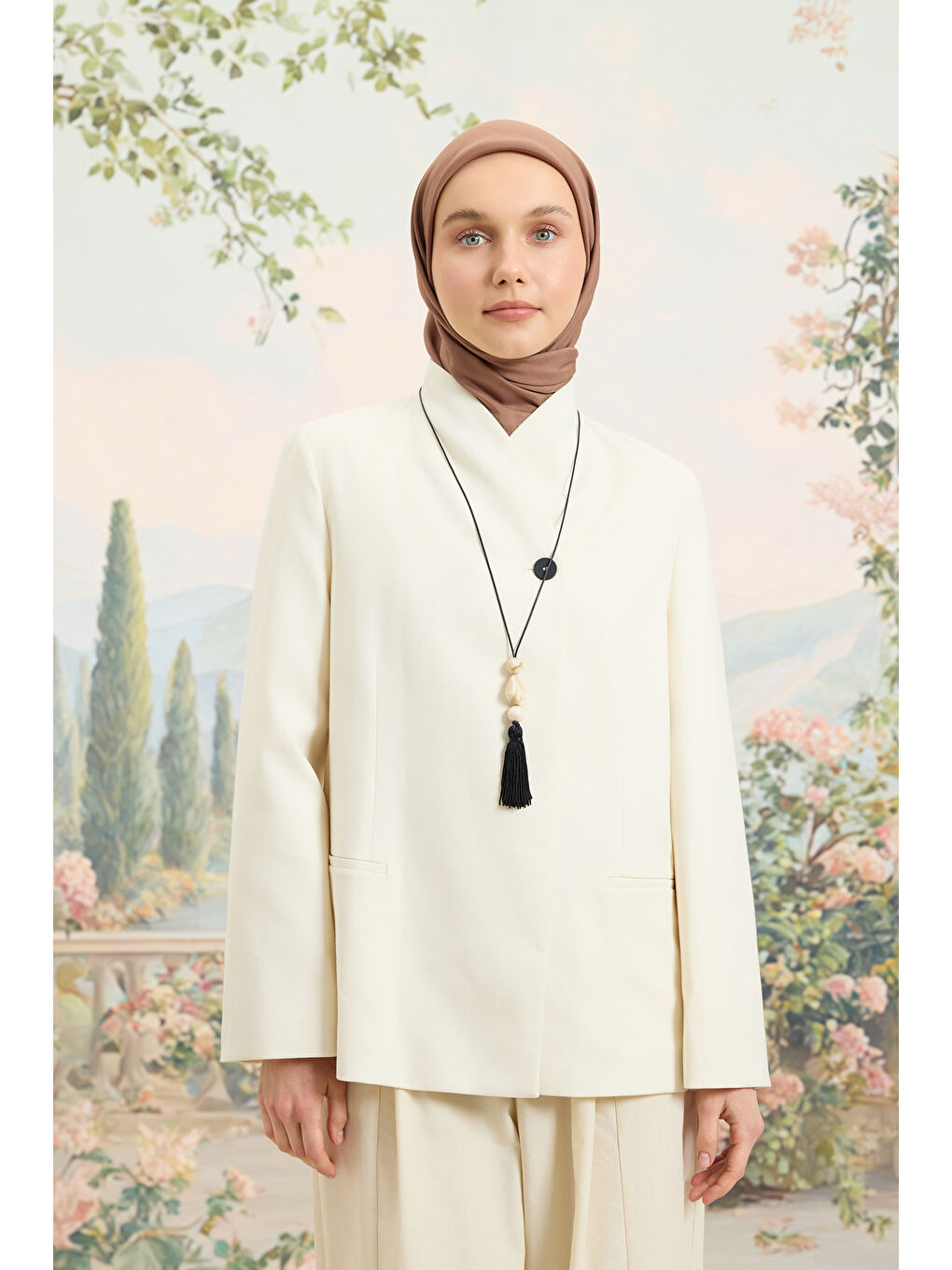 Kahverengi Floş Viskon Düz Eşarp Marshala-3