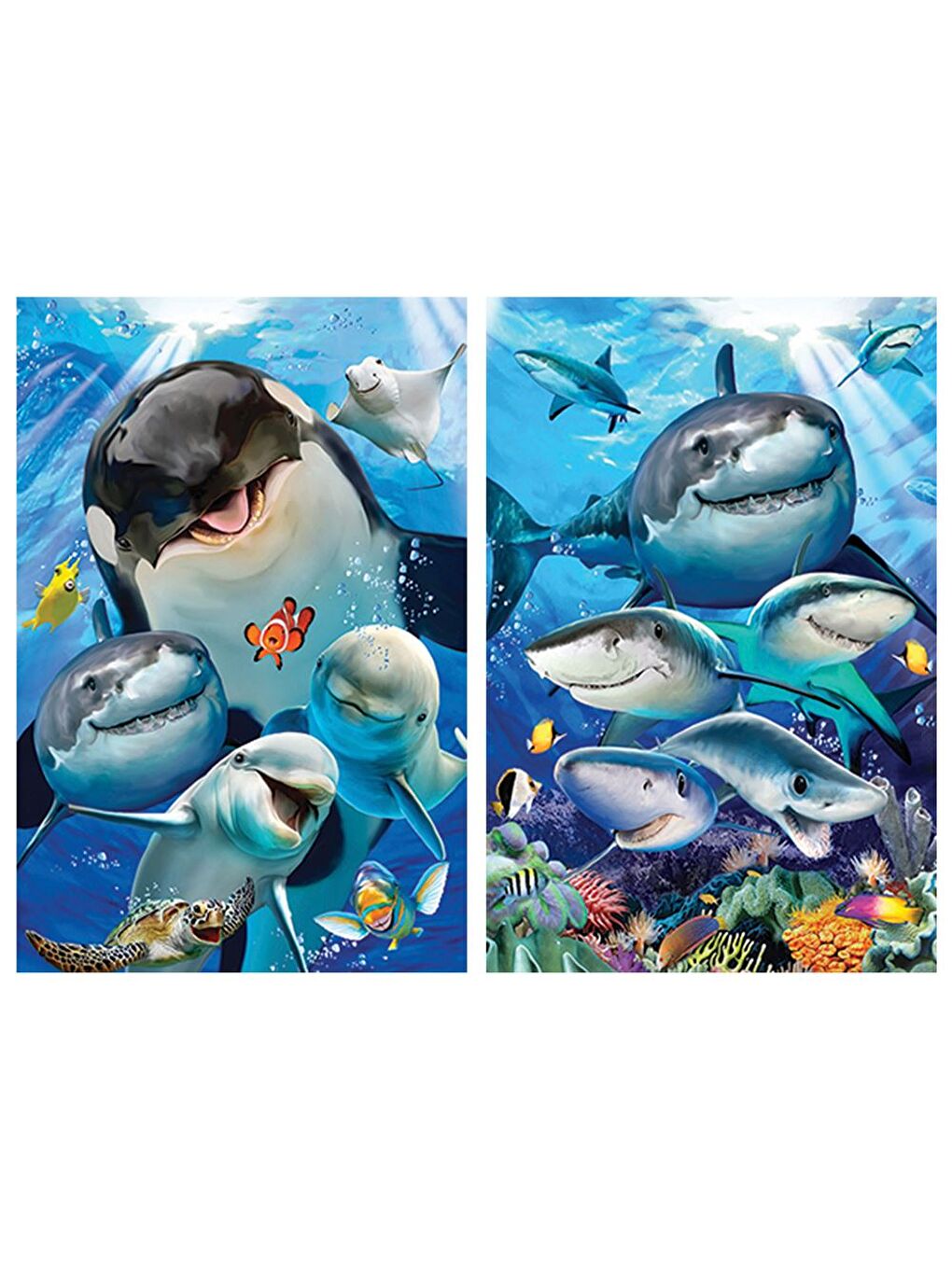 Okyanus Balıkları ve Köpekbalıkları Selfie İkili Puzzle 200 Parça 10234-1