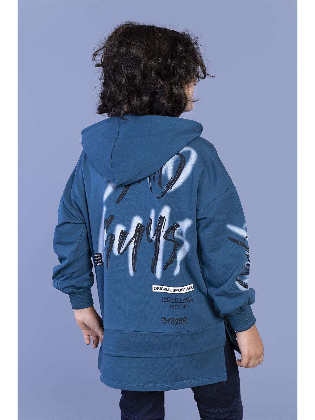 Petrol Erkek Çocuk Kapüşonlu Baskılı Sweatshirt-1