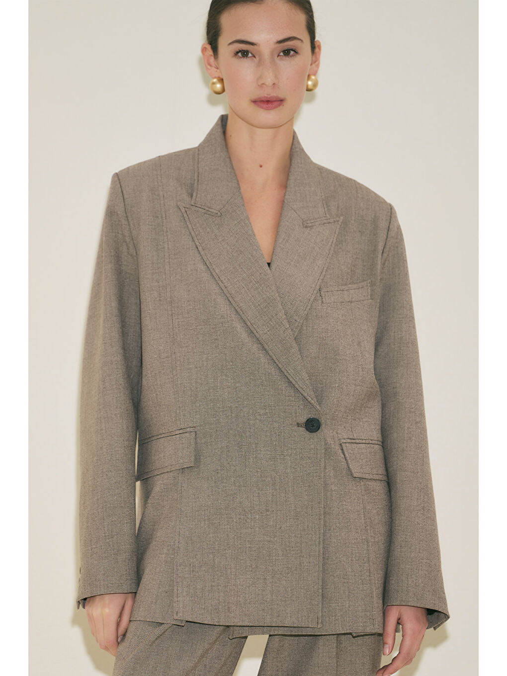 Bej Yuı Tasarım Blazer Ceket Vizon-6