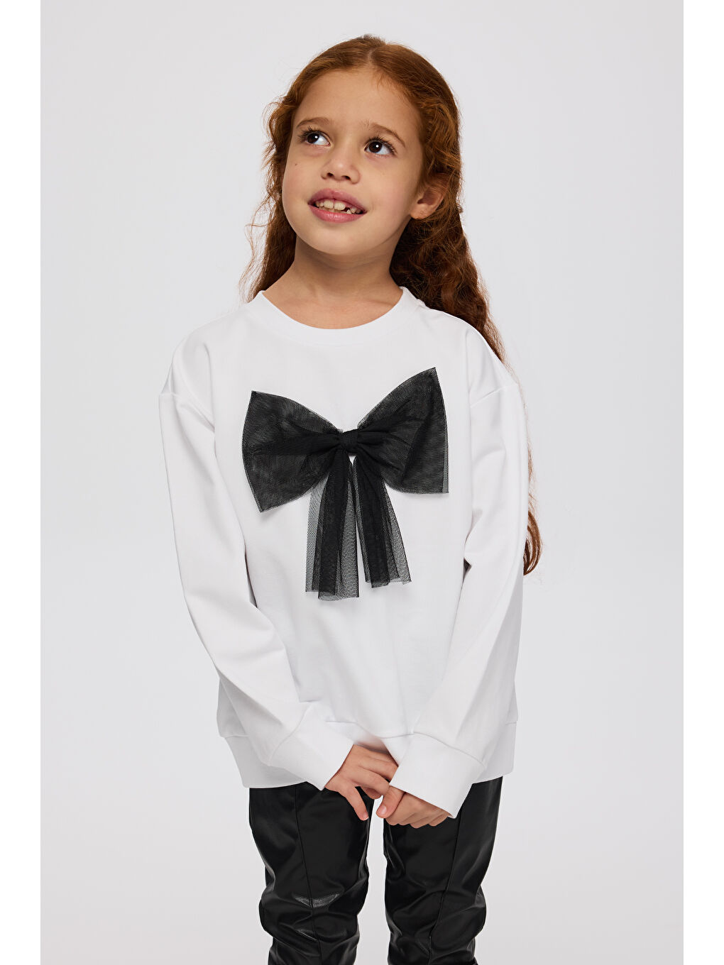 Beyaz Kız Çocuk Sweatshirt Siyah-4