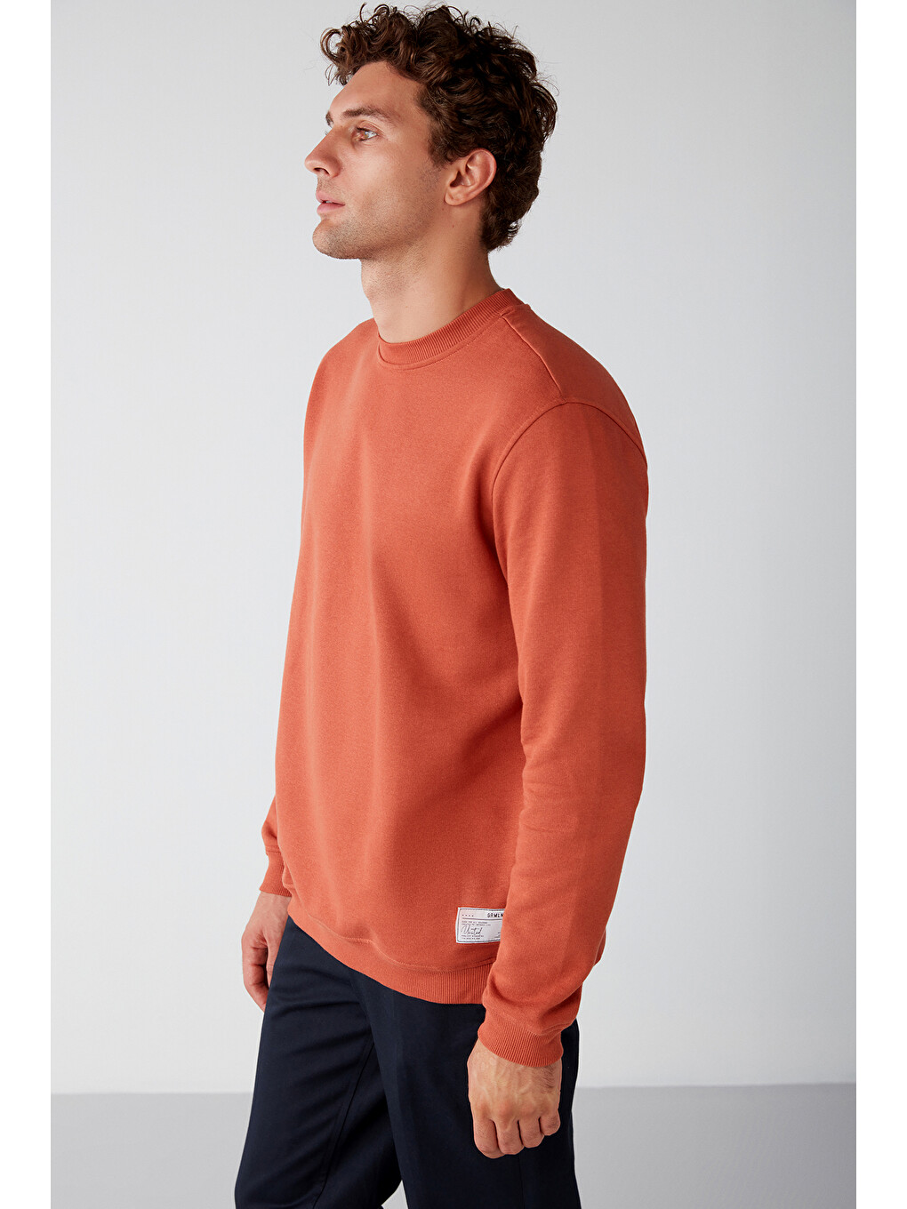 Travıs Erkek Organik Kumaşlı Yumuşacık Regular Fit Yuvarlak Yakalı Turuncu Sweatshirt-3