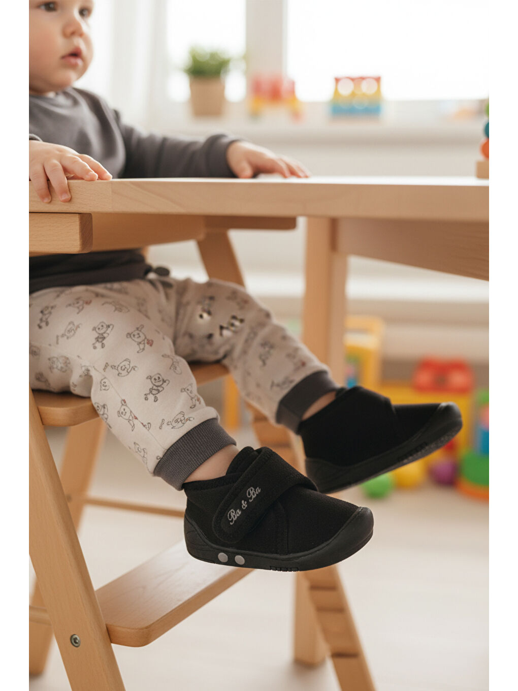 Siyah Süet Cırtlı Bebek Panduf Ba&Ba 058989 B-2