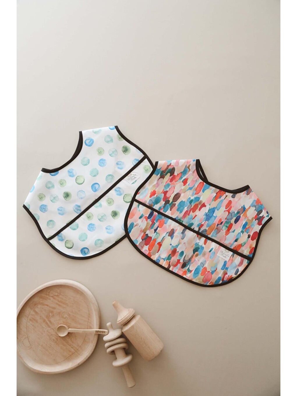 Mavi Biyeli 2Li Sıvı Geçirmez Mama Önlüğü 6-36 Ay-3