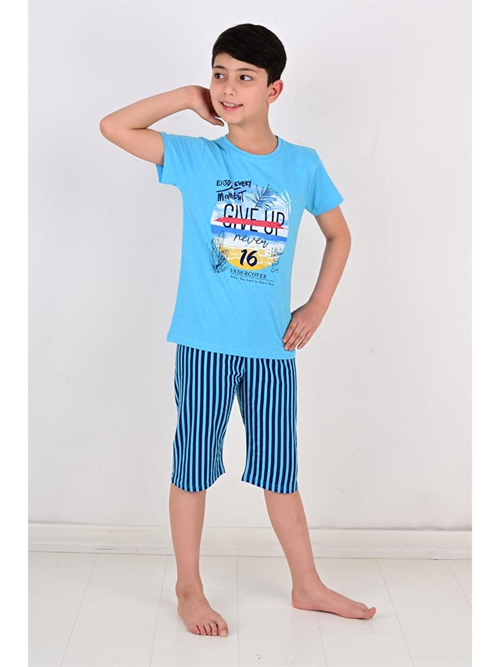 Erkek Çocuk Kapri Pijama Takımı Moment Mavi-2