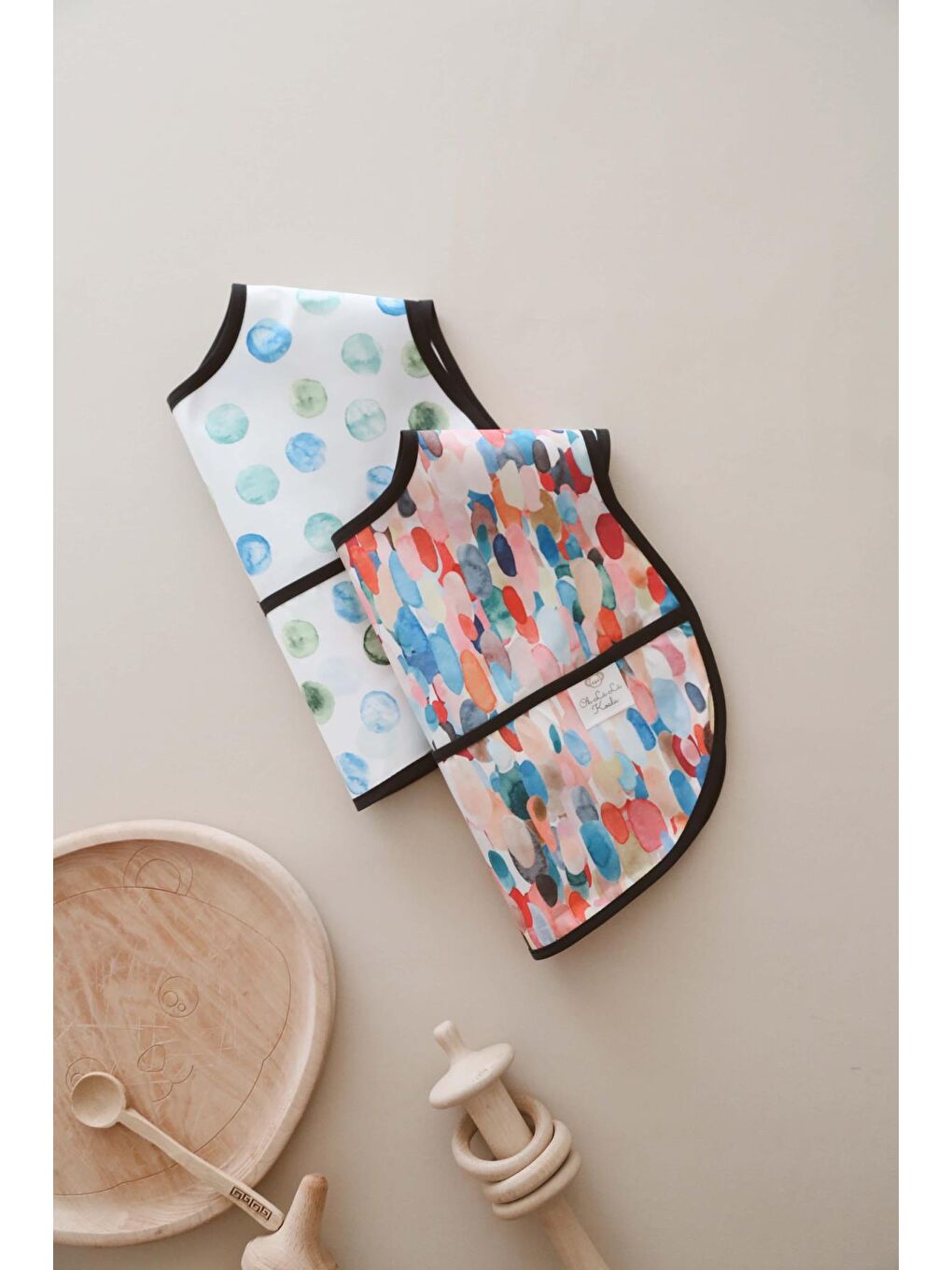 Mavi Biyeli 2Li Sıvı Geçirmez Mama Önlüğü 6-36 Ay-4