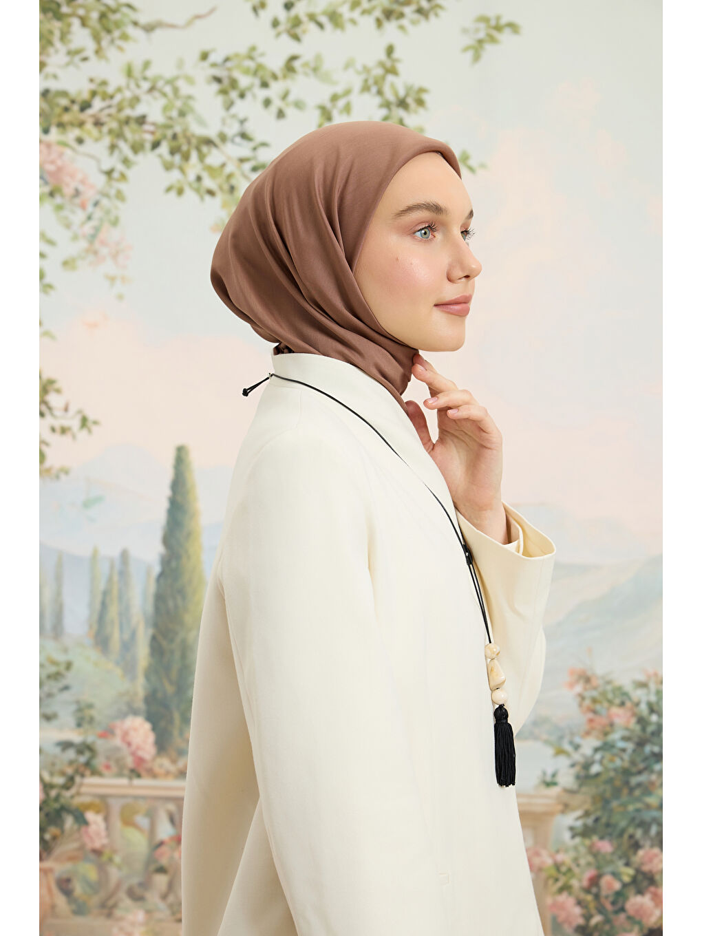 Kahverengi Floş Viskon Düz Eşarp Marshala-4