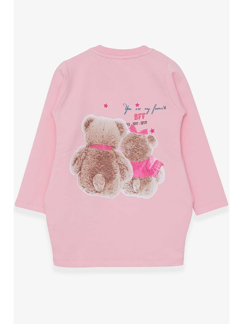 Pembe Kız Bebek Tunik Ayıcık Baskılı Simli Pudra (1.5 Yaş)-1