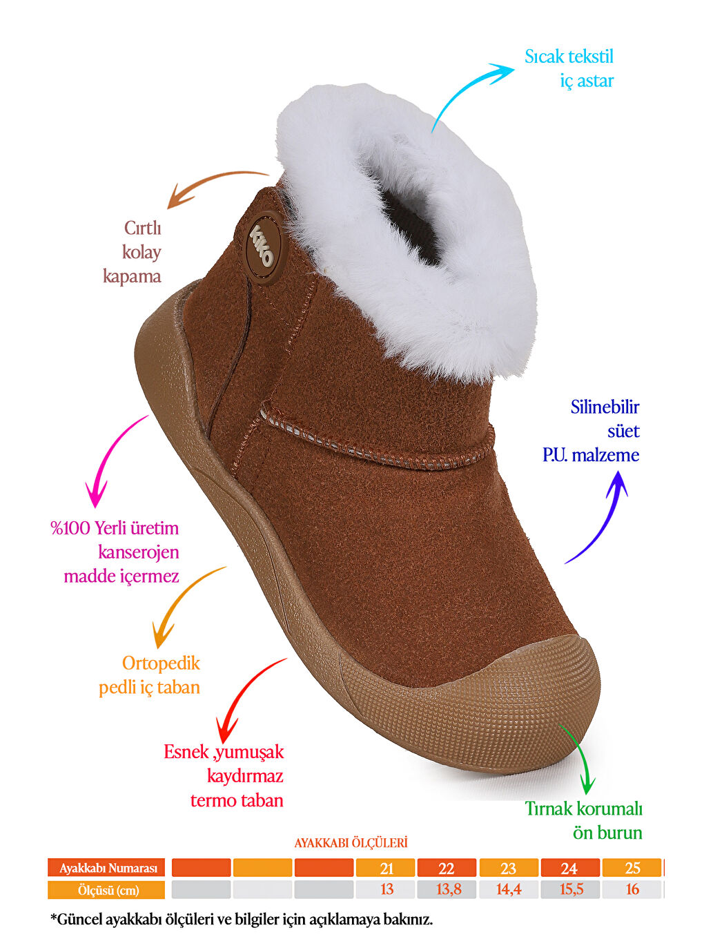Kahverengi Liplan Cırtlı Termo Taban Kız Bebek Bot Ayakkabı-1