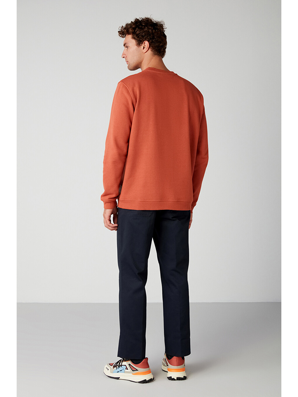 Travıs Erkek Organik Kumaşlı Yumuşacık Regular Fit Yuvarlak Yakalı Turuncu Sweatshirt-4