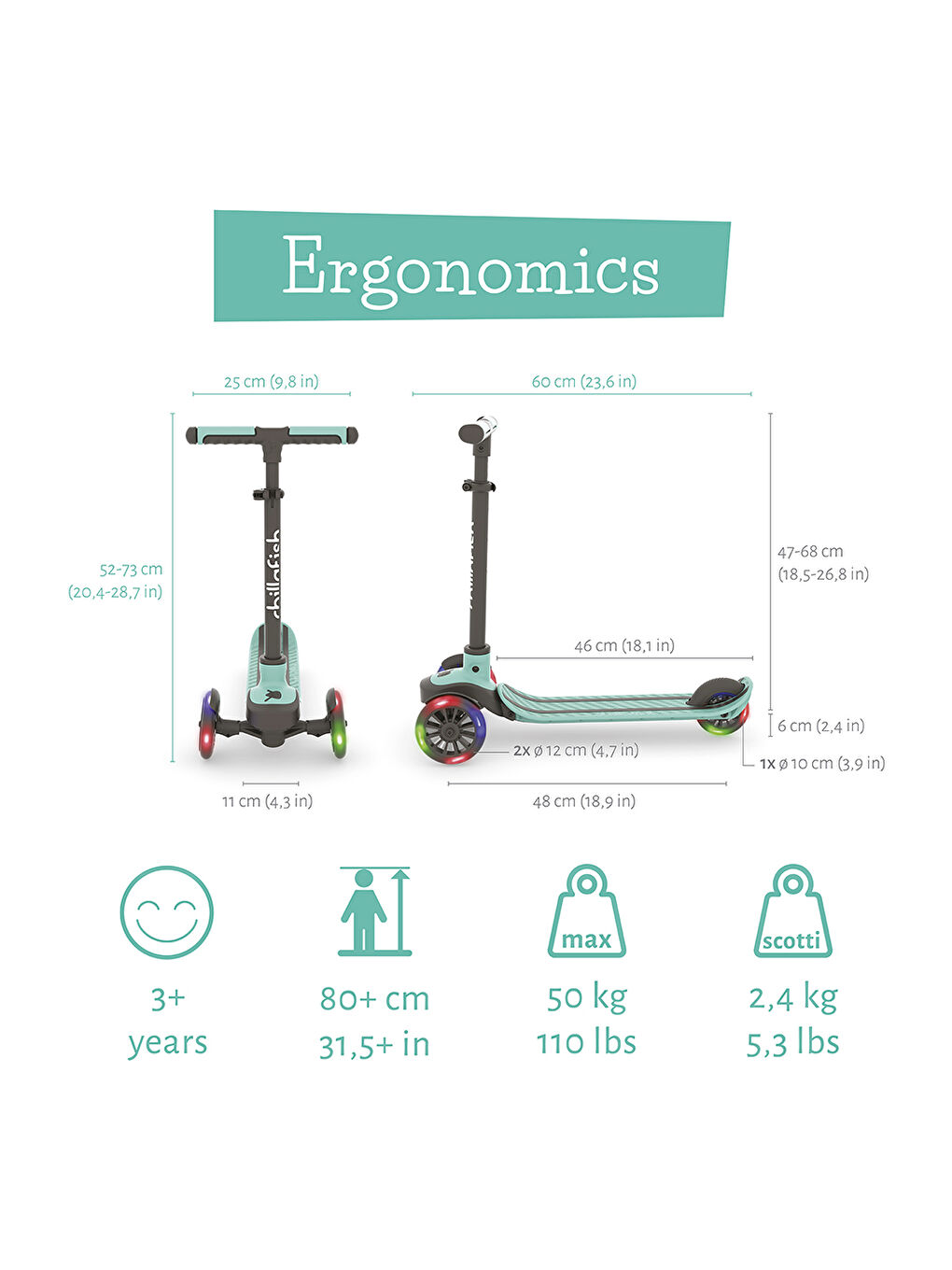 Scotti Glow 3 Tekerlekli Işıklı Scooter - Mint (04)-2