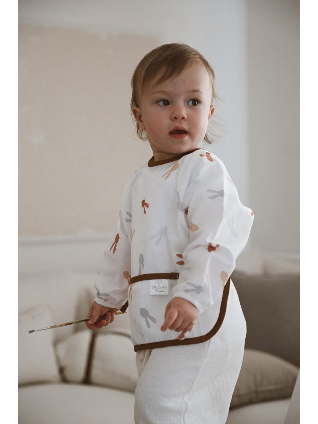 Tavşan Uzun Kollu Sıvı Geçirmez Aktivite Önlük (6-36 Ay)-4