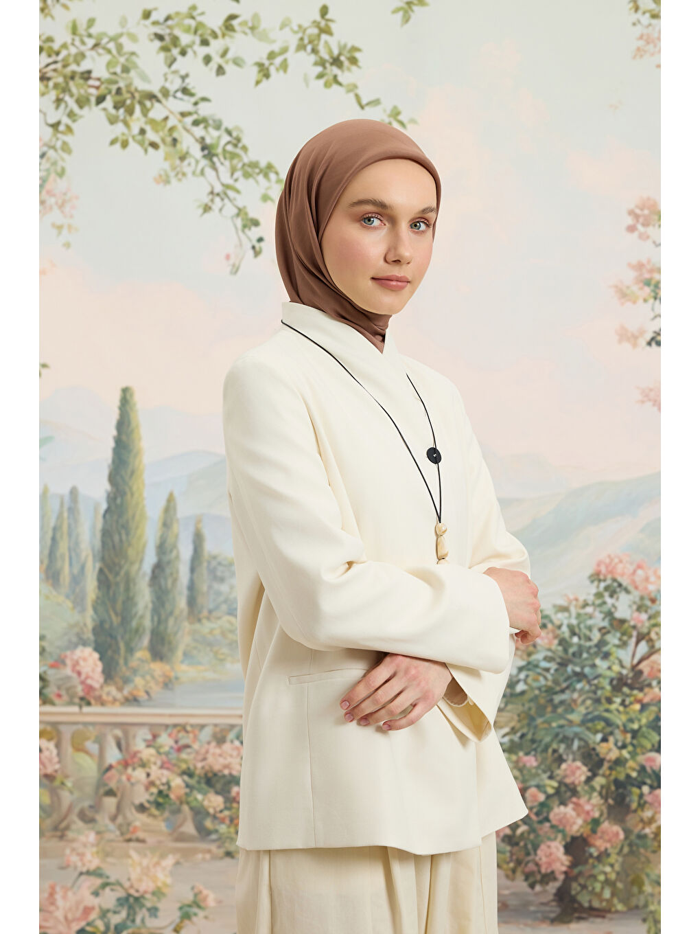 Kahverengi Floş Viskon Düz Eşarp Marshala-5