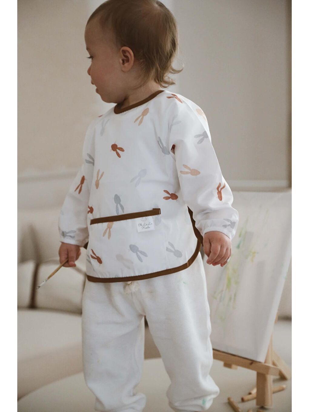 Tavşan Uzun Kollu Sıvı Geçirmez Aktivite Önlük (6-36 Ay)-5