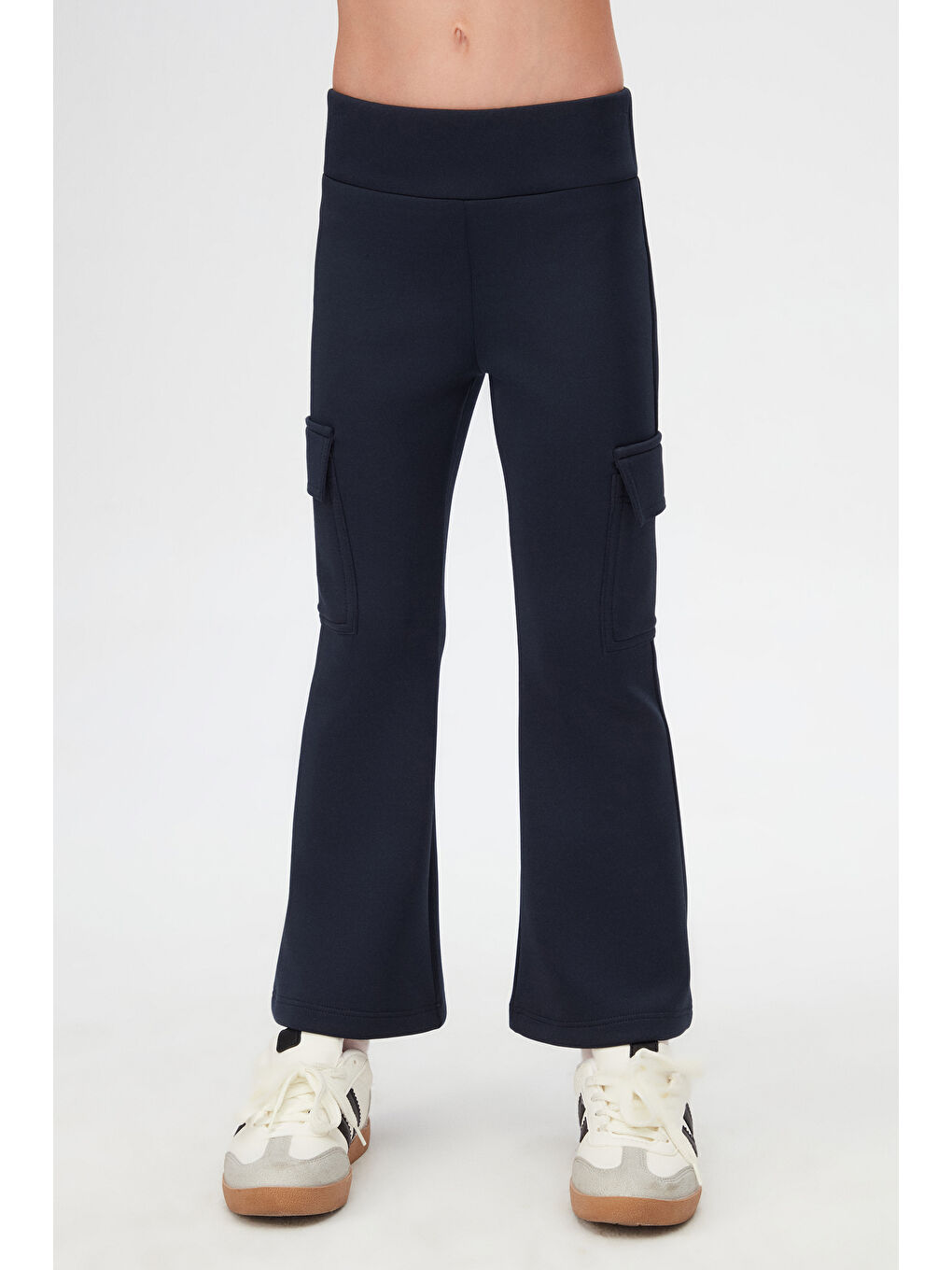Koyu Lacivert Kız Çocuk Skuba Kargo Cepli Pantolon-1