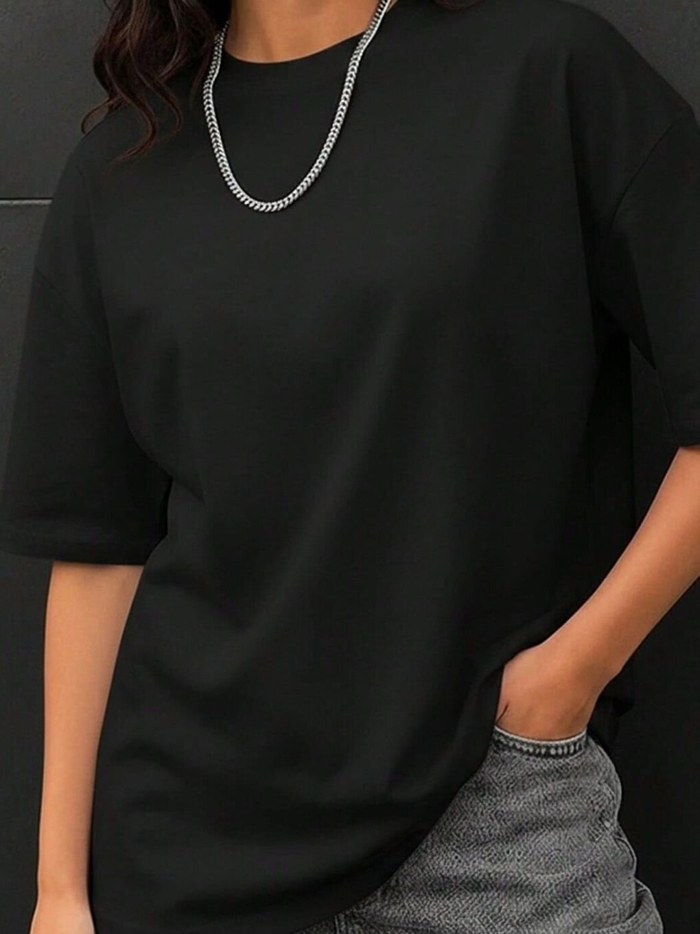 Siyah Love Yourself Baskı %100 Organik Pamuk Relaxed Fit Yuvarlak Yaka Tişört-1