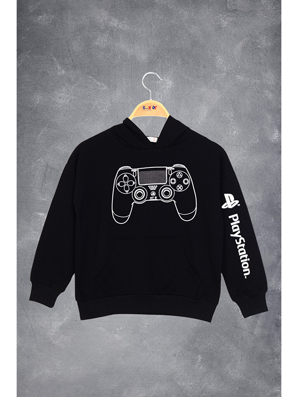 Siyah Erkek Çocuk Konsol Baskılı Sweatshirt