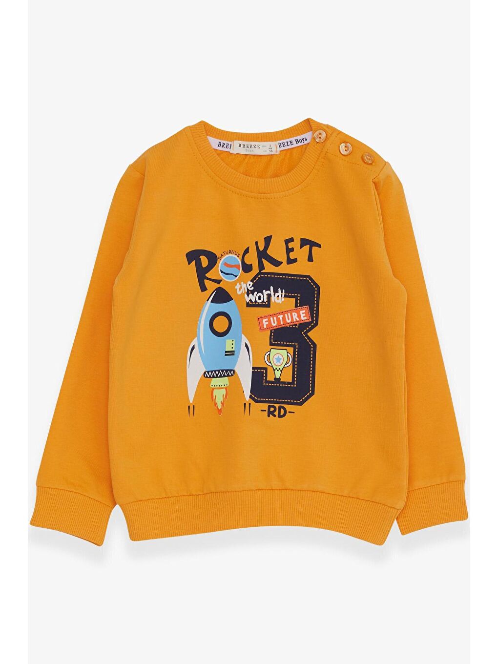 Breeze Hardal Sarı Erkek Bebek Sweatshirt Roket Baskılı Hardal Sarı (1.5 Yaş)