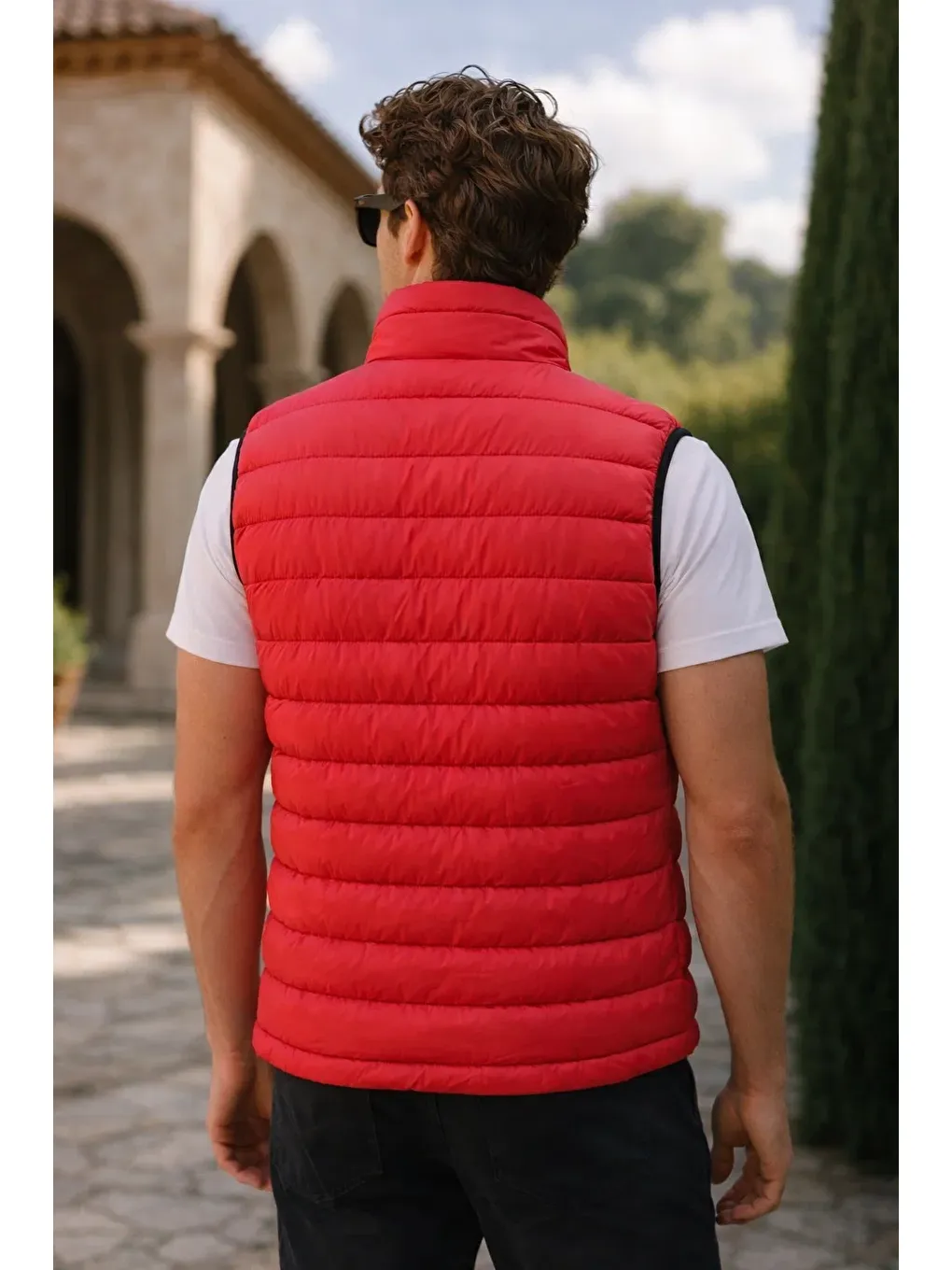 Erkek Kışlık Premium Trend Fermuarlı Kırmızı Şişme Yelek-4