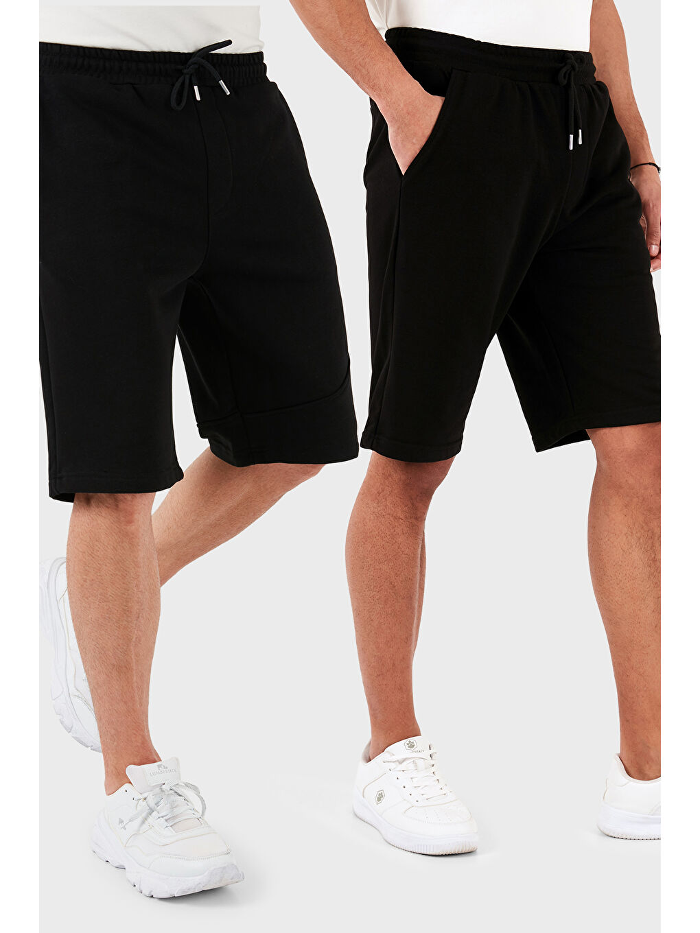 Siyah Pamuklu Regular Fit Normal Bel Cepli 2'li Paket Şort 590804142S2