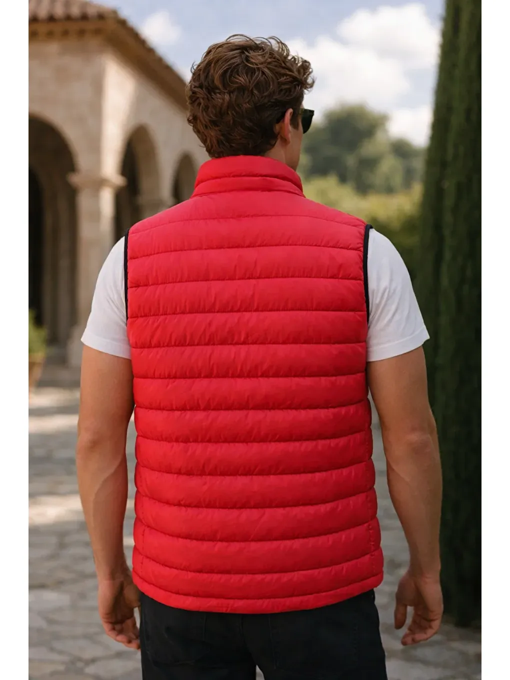 Erkek Kışlık Premium Trend Fermuarlı Kırmızı Şişme Yelek-5
