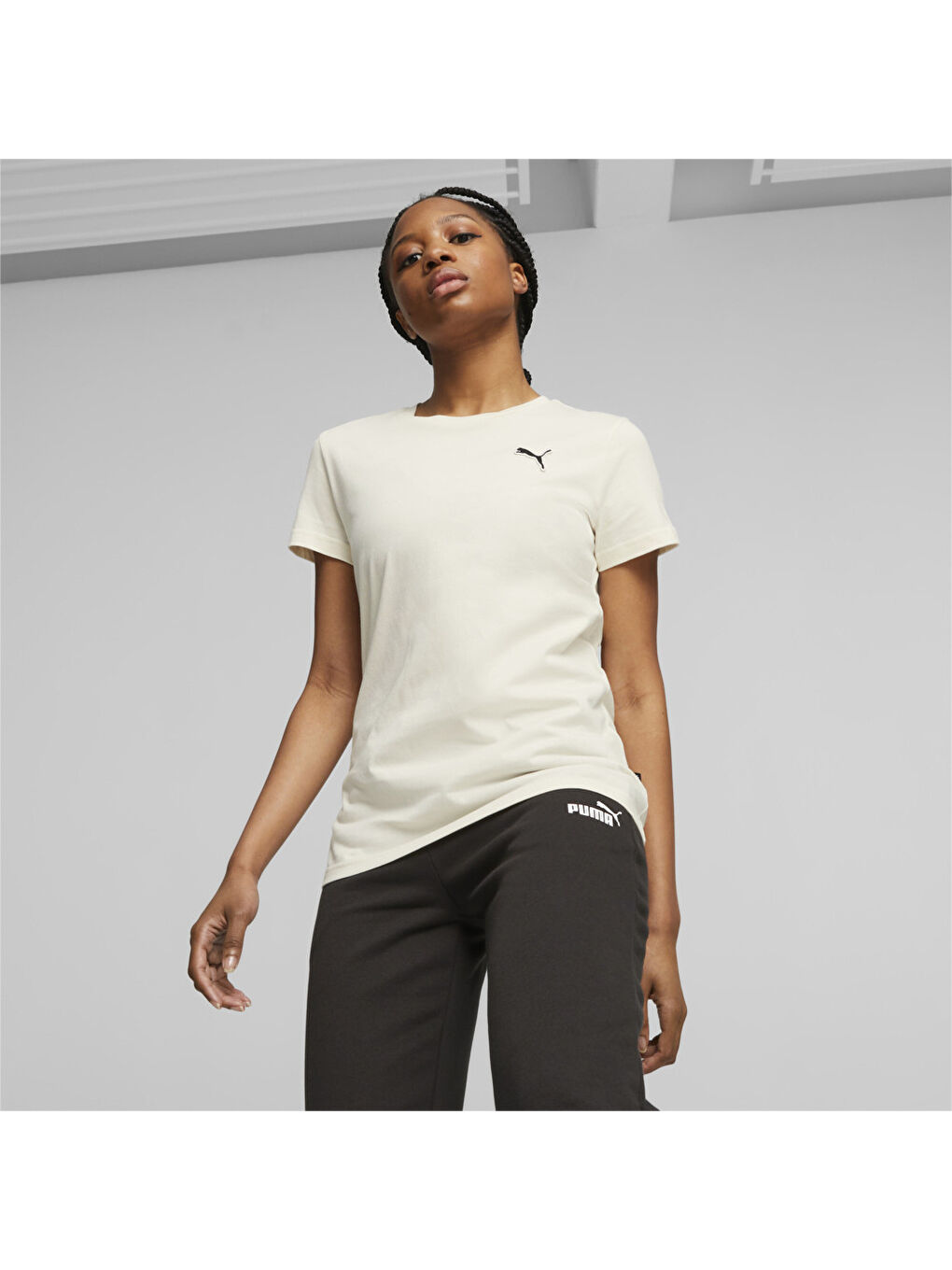 Better Essentials Kadın Ekru Yuvarlak Yaka Tişört-2