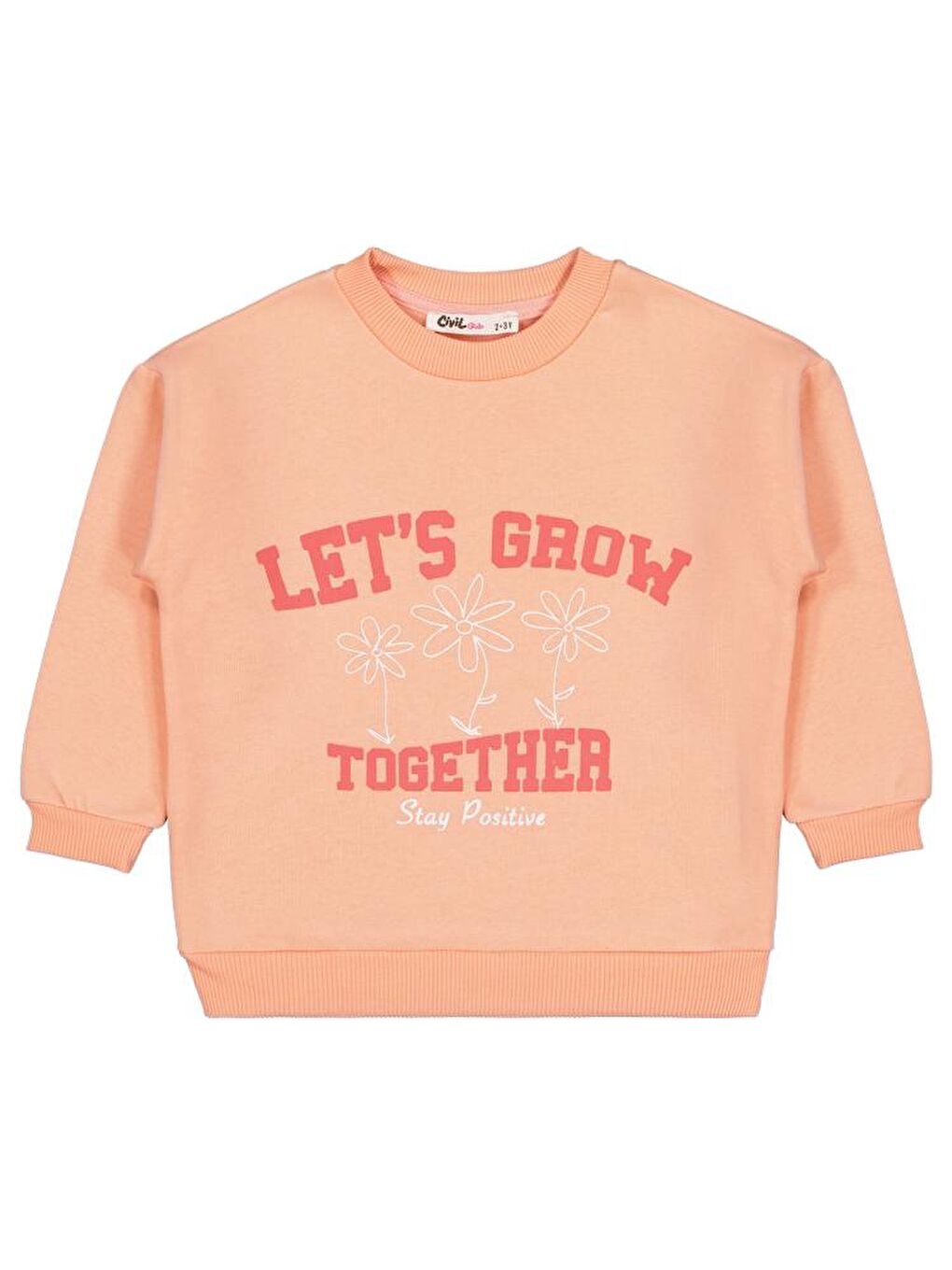 Pembe Girls Lest Grow Together Baskılı 2-5 Yaş Sweatshirt - Turuncu 3-4 Yaş