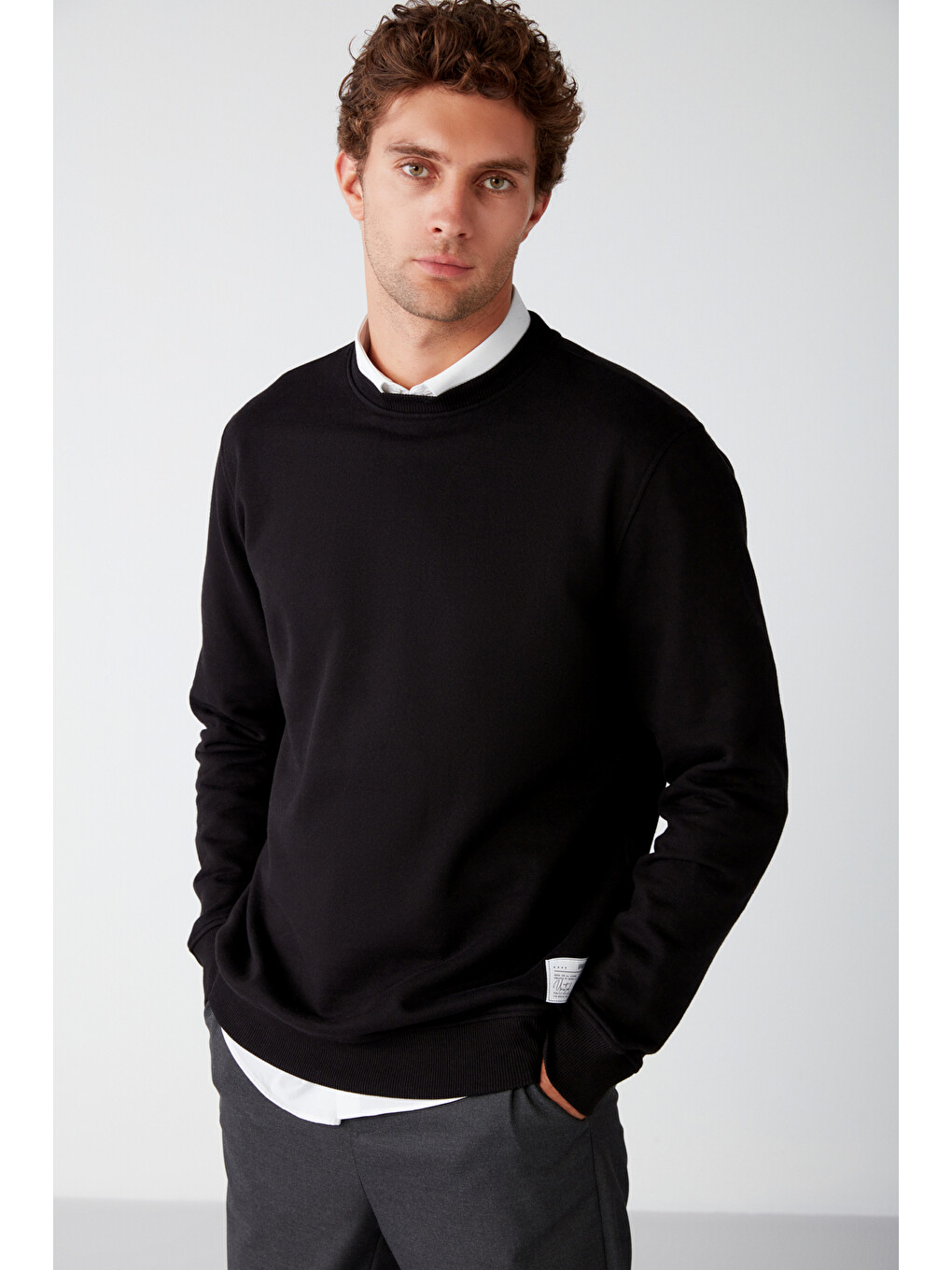 Travıs Erkek Organik Kumaşlı Yumuşacık Regular Fit Yuvarlak Yakalı Siyah Sweatshirt-2